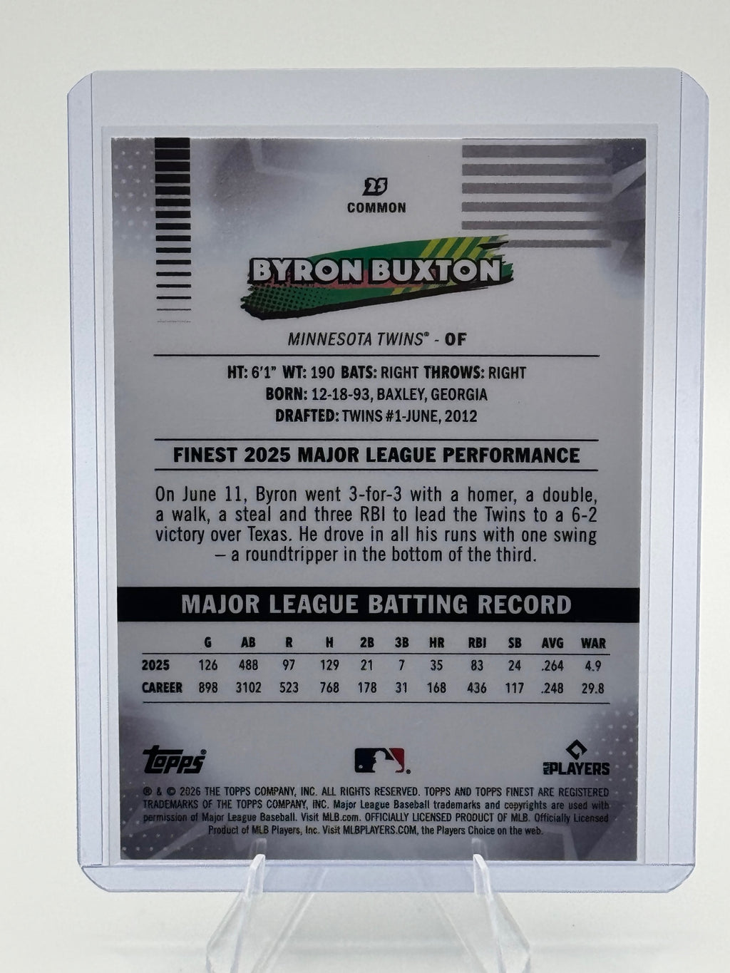 2026 Topps Finest Byron Buxton #25 Mini Diamond Minnesota Twins Near Mint
