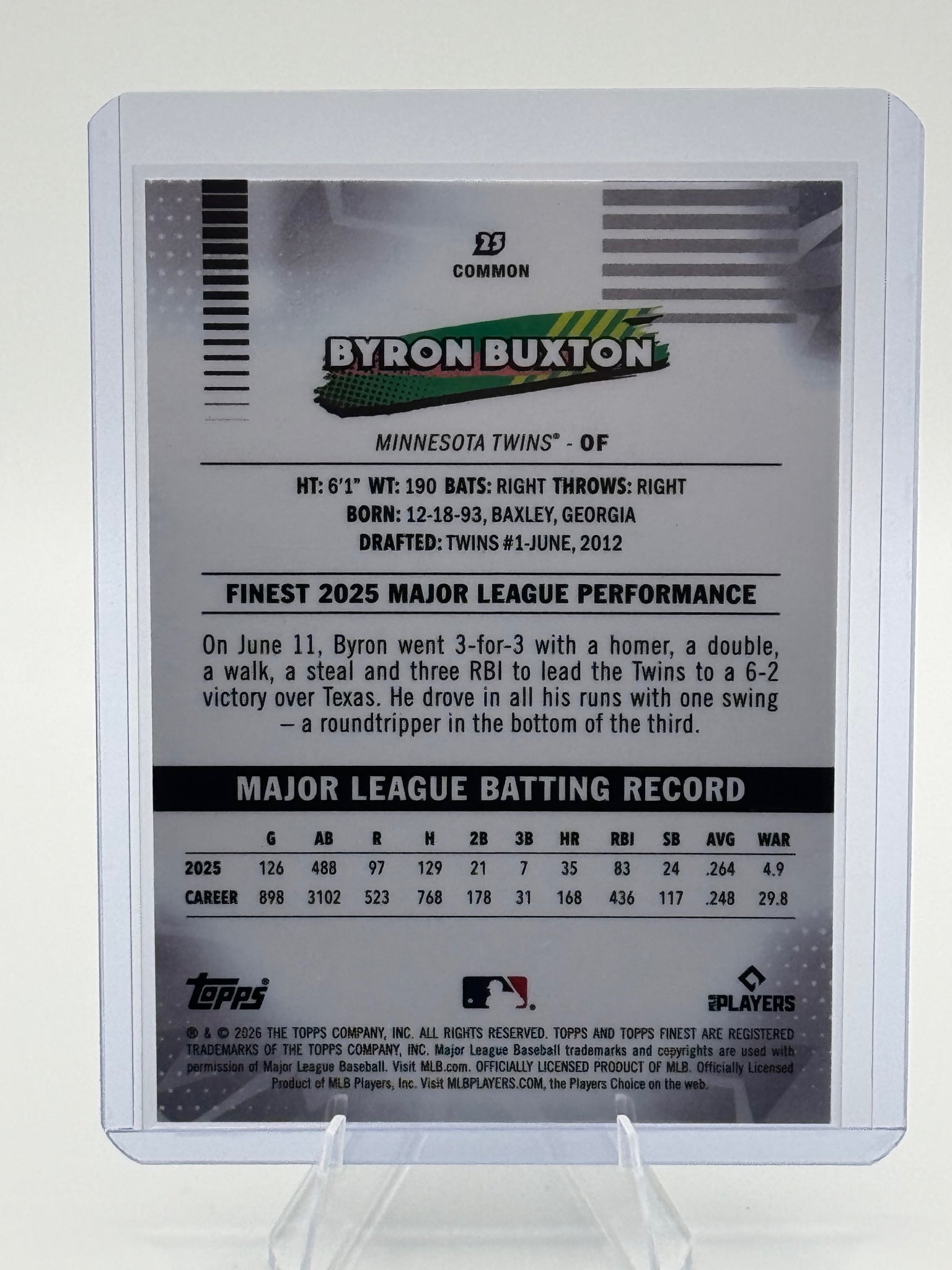 2026 Topps Finest Byron Buxton #25 Mini Diamond Minnesota Twins Near Mint