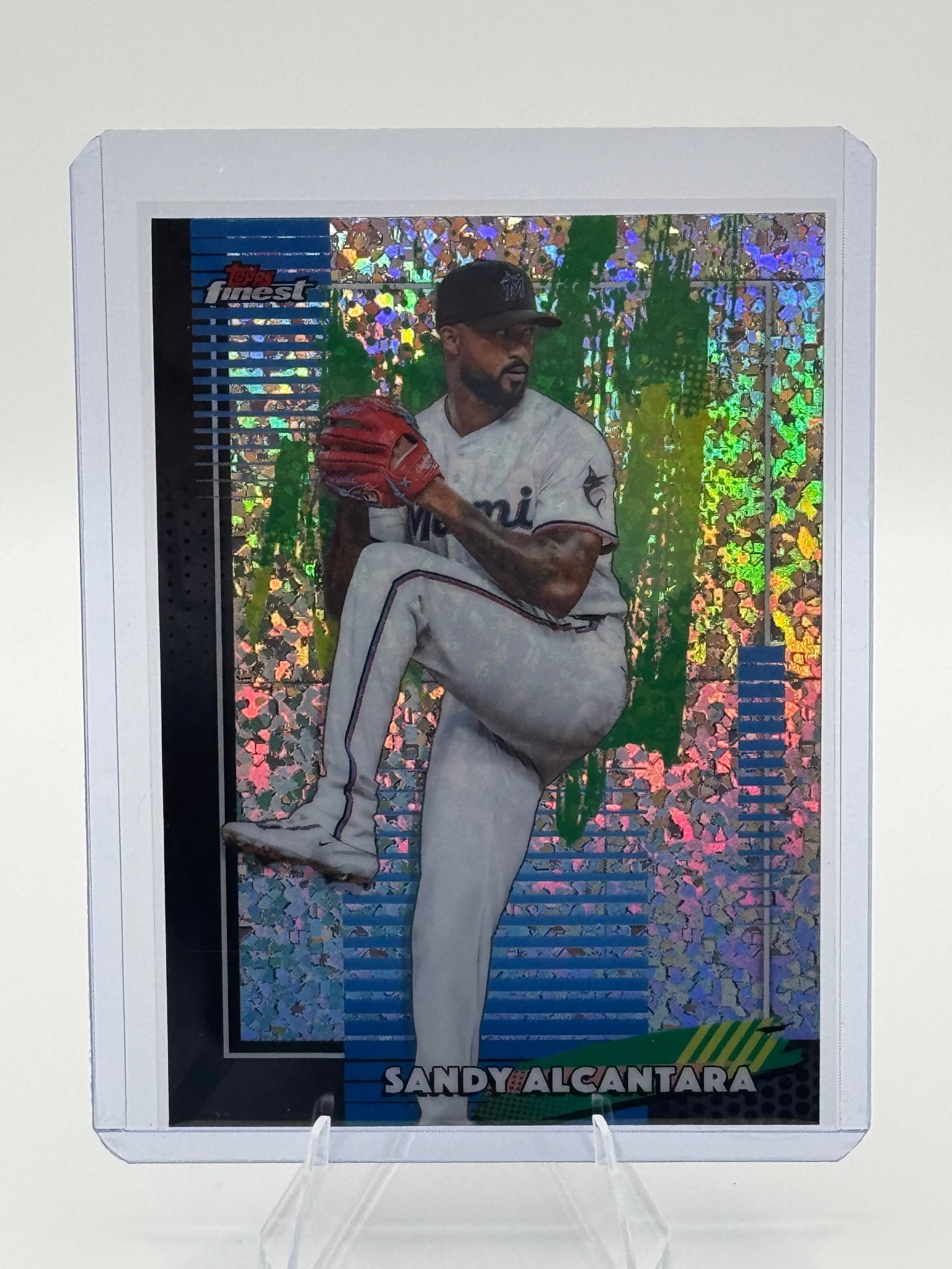 2026 Topps Finest Sandy Alcantara #81 Mini Diamond Miami Marlins Near Mint