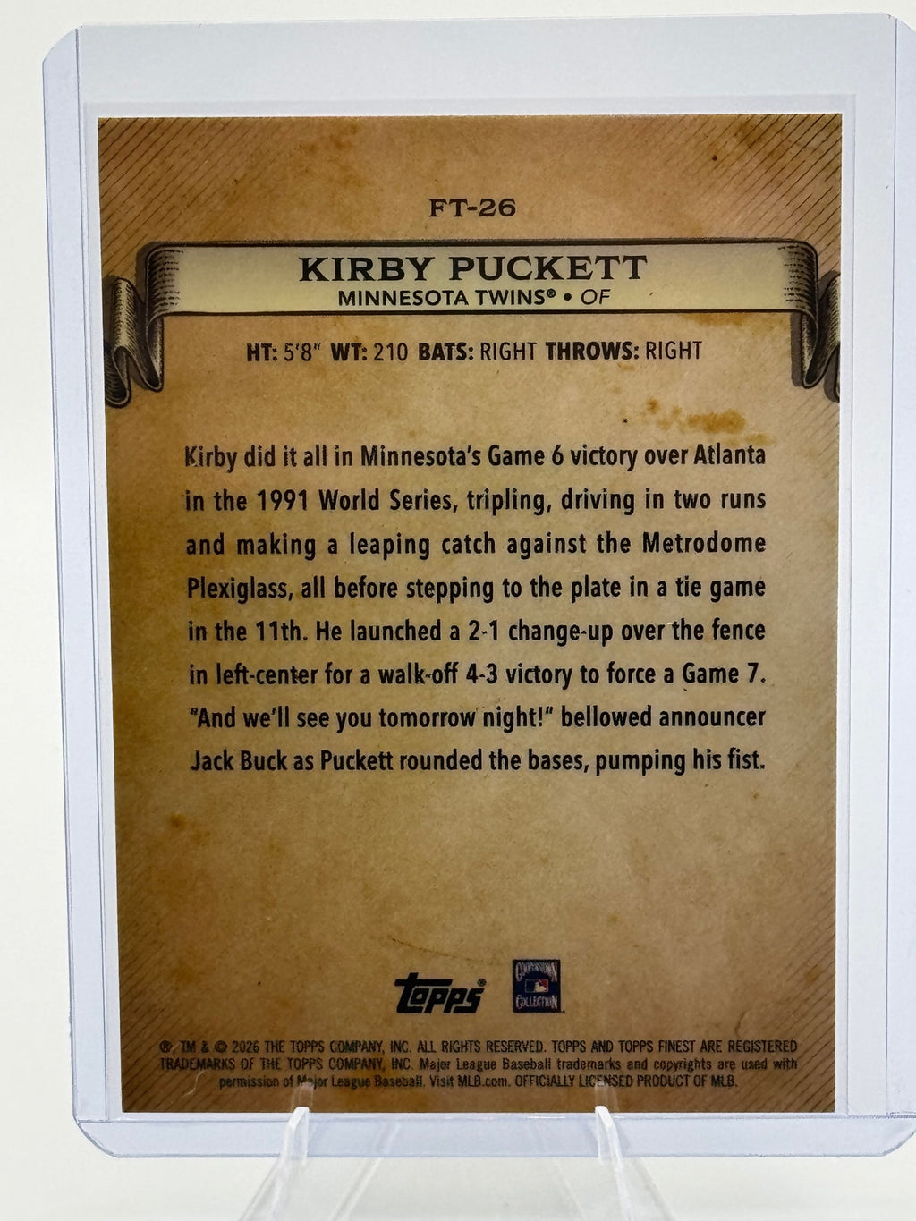 2026 Topps Finest Kirby Puckett #FT-26 Finest Timelines Twins Near Mint