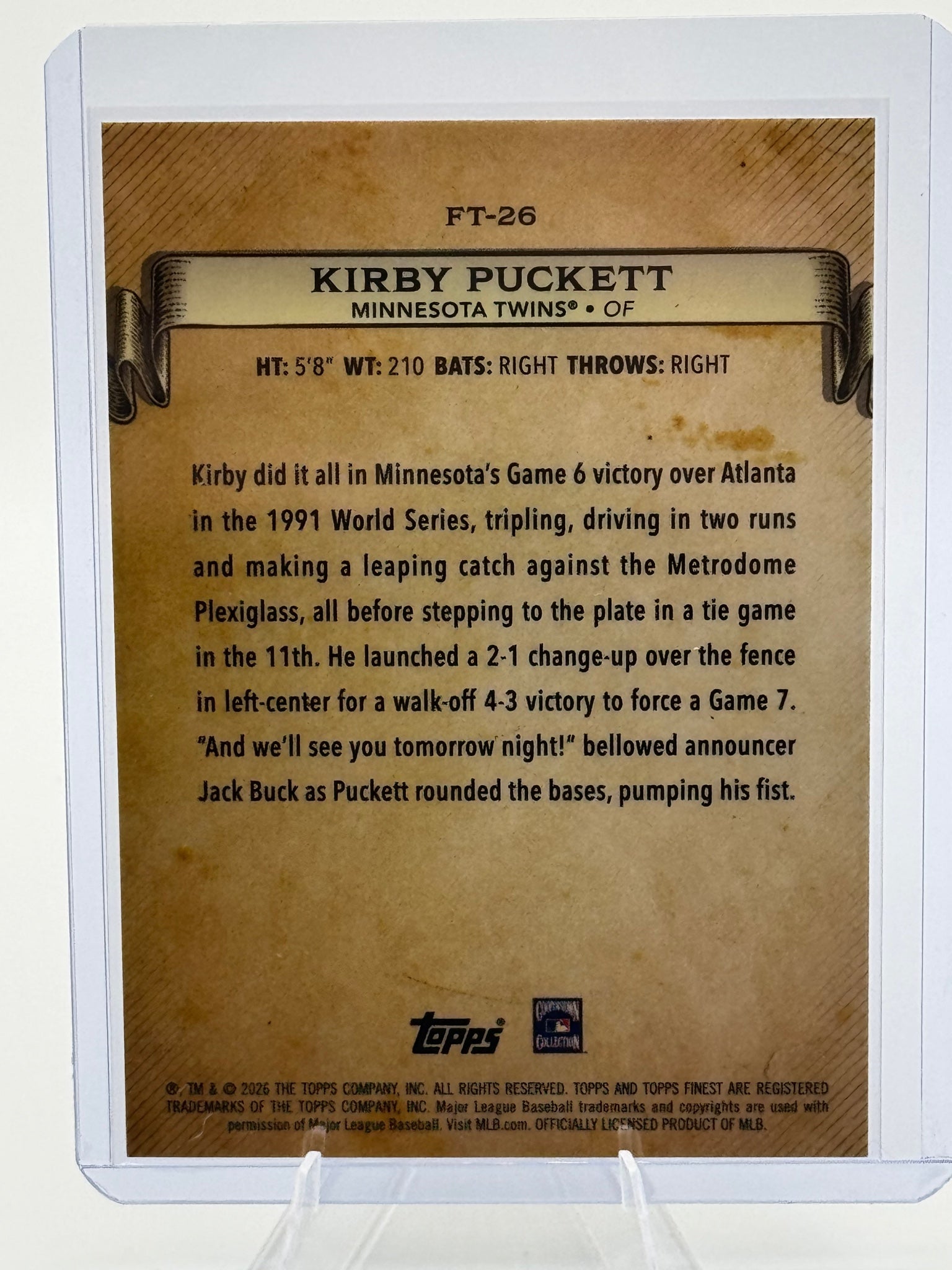 2026 Topps Finest Kirby Puckett #FT-26 Finest Timelines Twins Near Mint