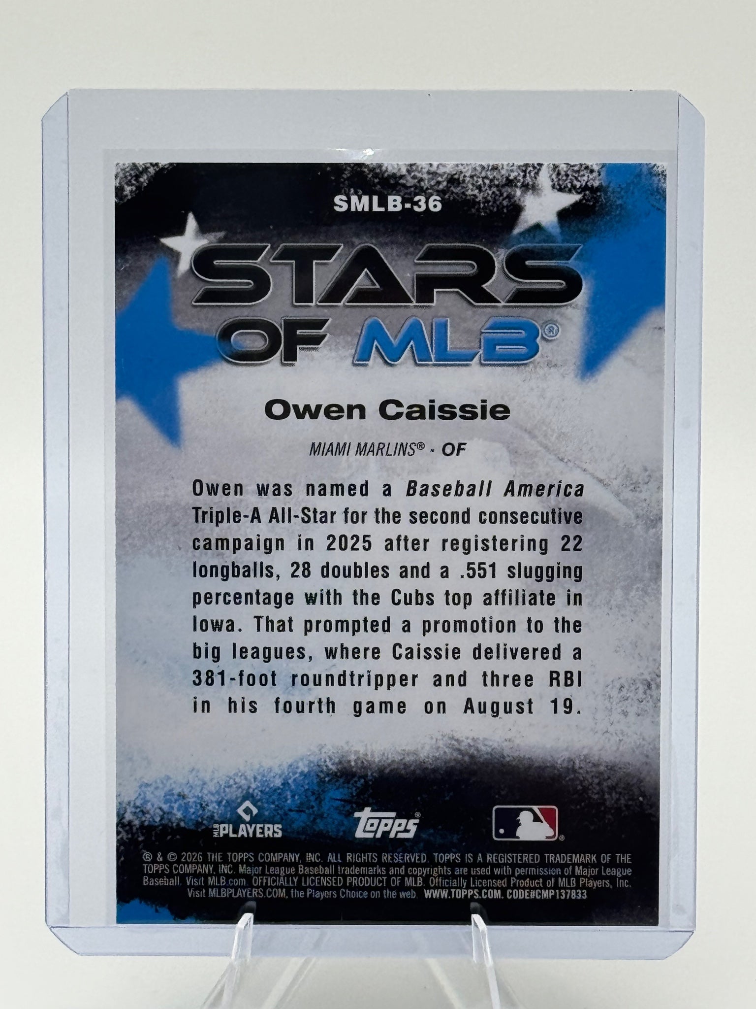 2026 Topps Owen Caissie #SMLB-36 Stars of MLB Miami Marlins Near Mint