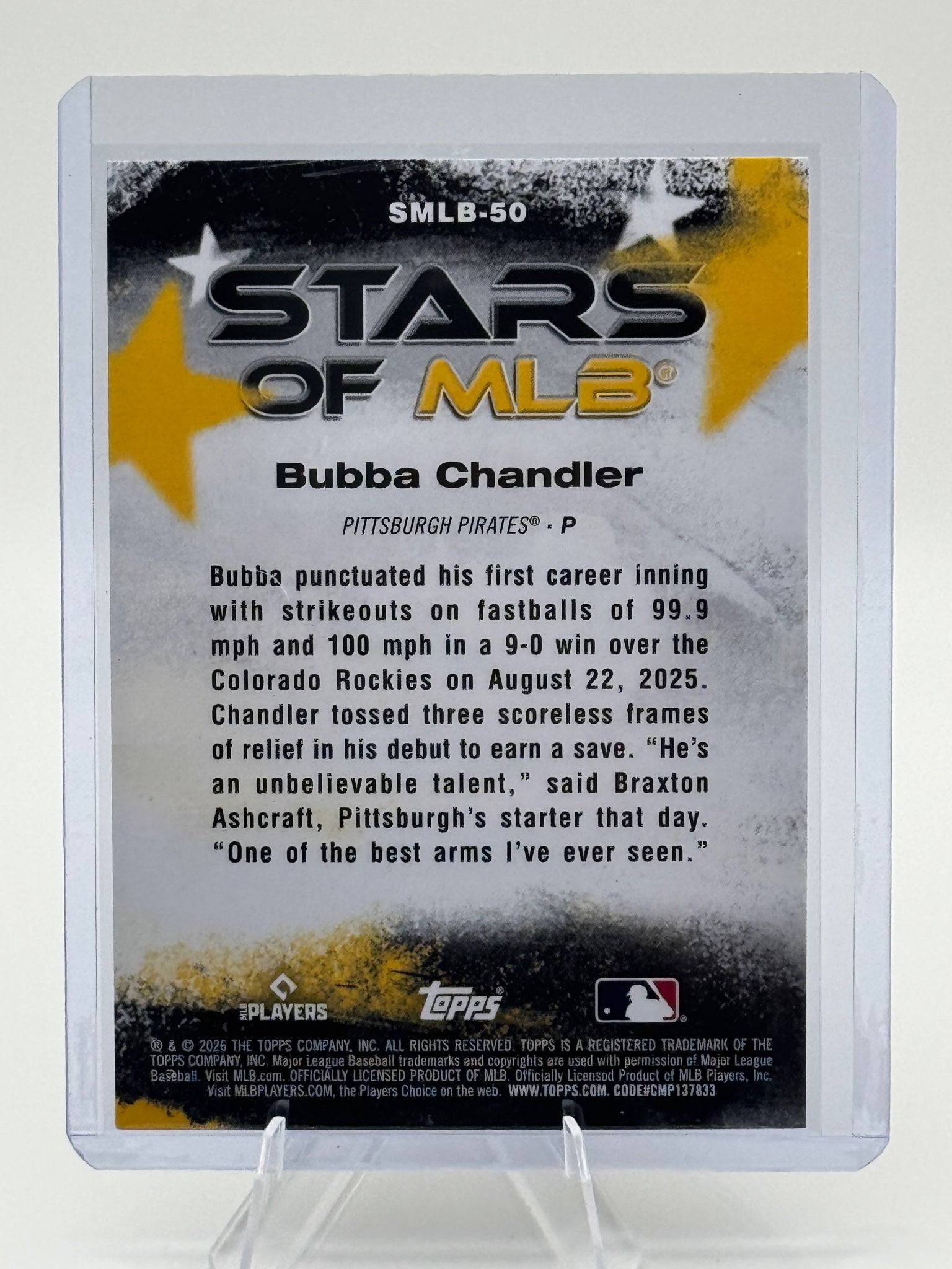 2026 Topps Bubba Chandler #SMLB-50 Stars of MLB Pittsburgh Pirates Near Mint
