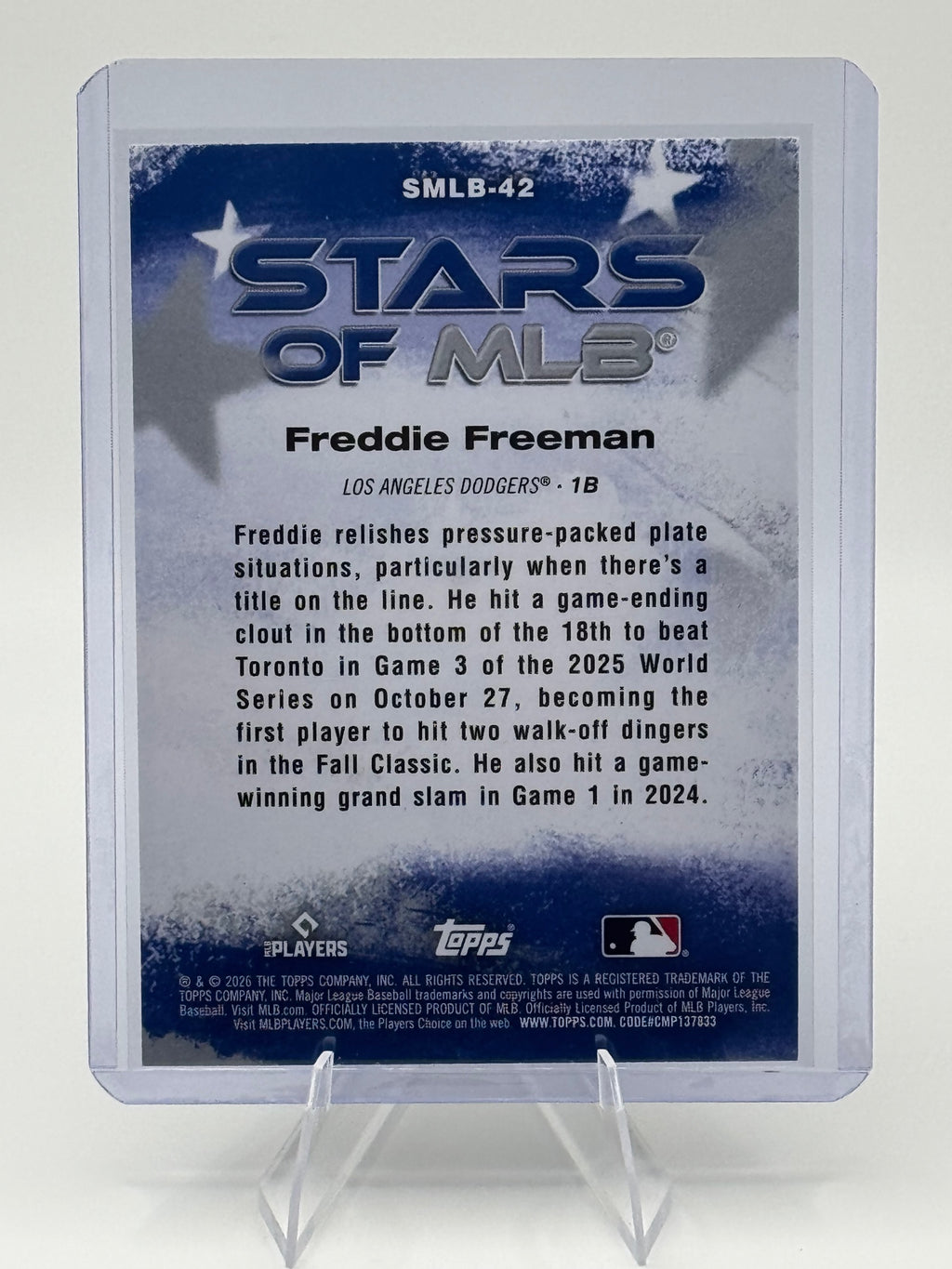 2026 Topps Freddie Freeman #SMLB-42 Stars of MLB Los Angeles Dodgers Near Mint