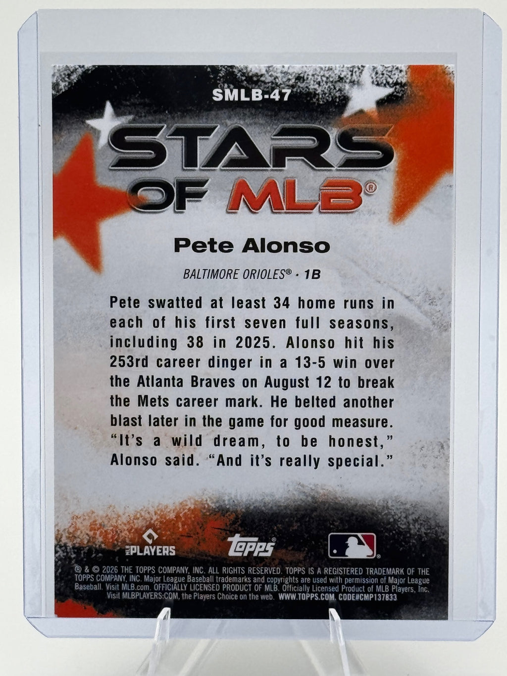 2026 Topps Pete Alonso #SMLB-47 Stars of MLB Crackle Foil Baltimore Orioles NM