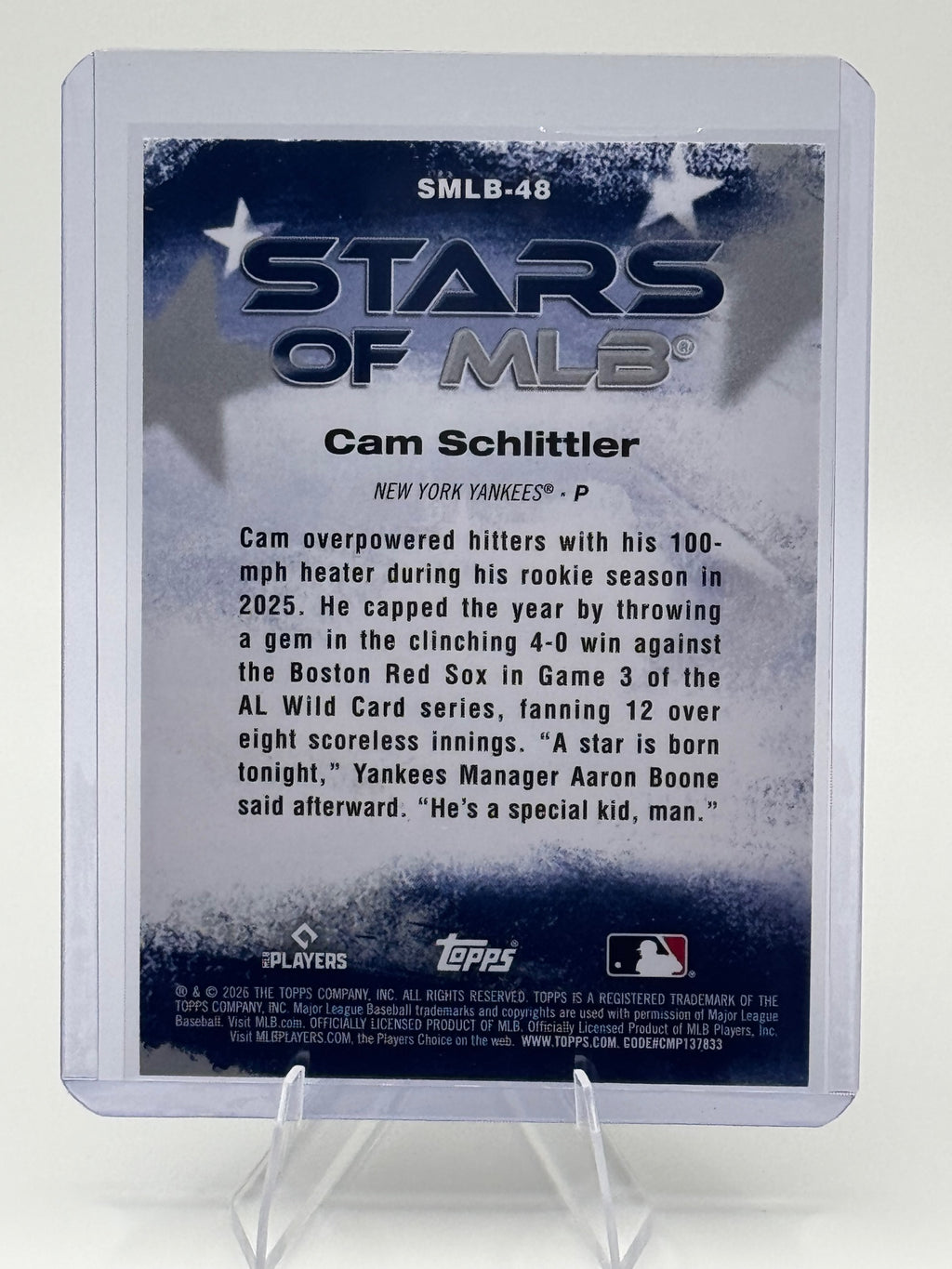 2026 Topps Cam Schlittler #SMLB-48 Stars of MLB New York Yankees Near Mint