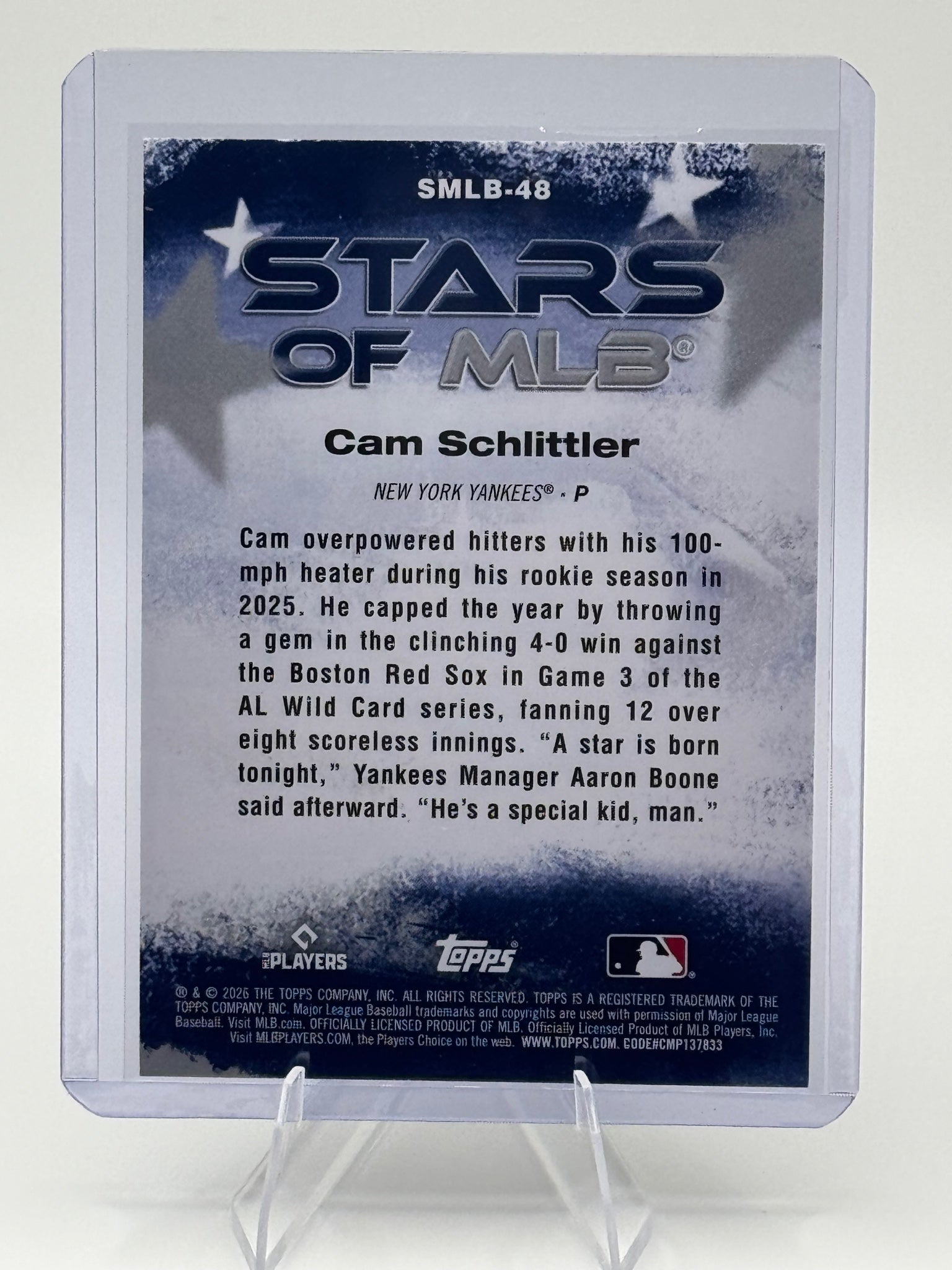 2026 Topps Cam Schlittler #SMLB-48 Stars of MLB New York Yankees Near Mint