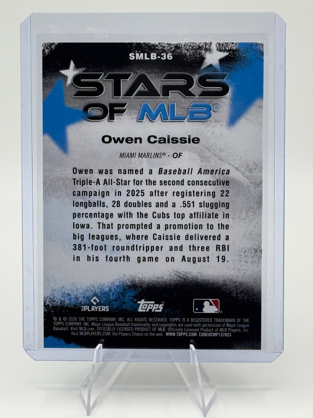 2026 Topps Owen Caissie #SMLB-36 Stars of MLB Miami Marlins Near Mint or Better
