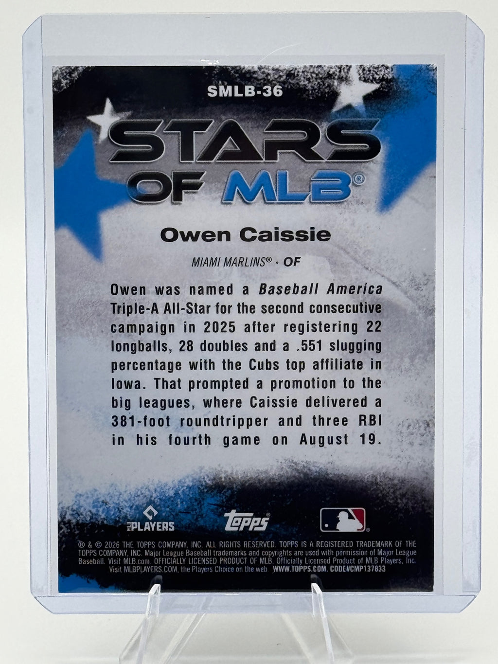2026 Topps Owen Caissie #SMLB-36 Stars of MLB Miami Marlins Near Mint or Better