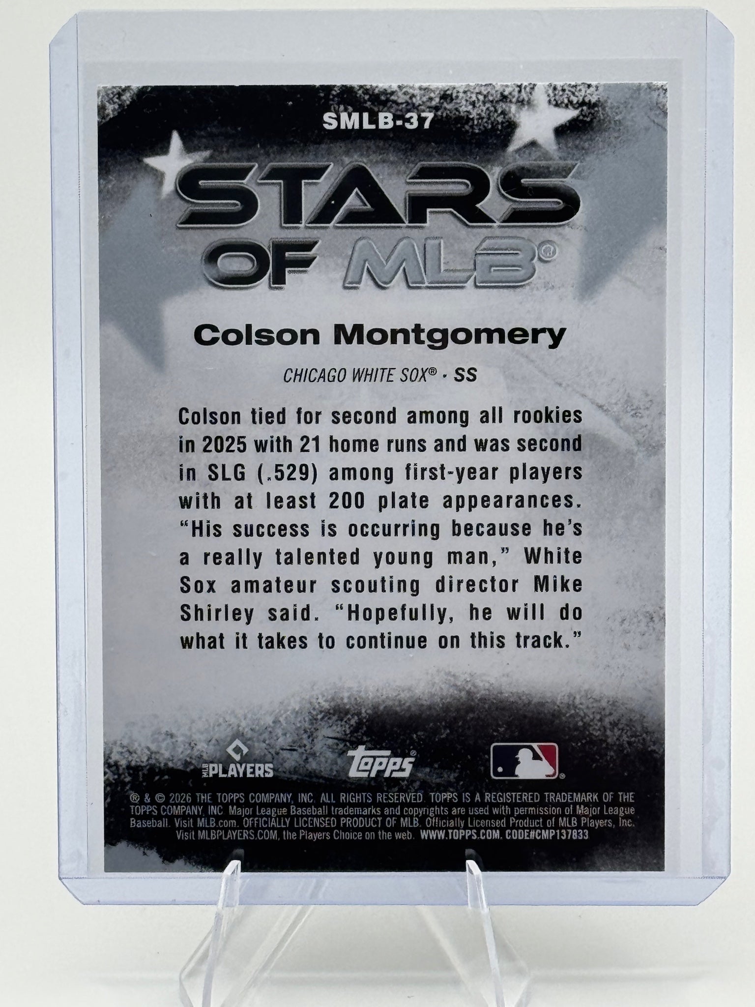 2026 Topps Colson Montgomery #SMLB-37 Stars of MLB Chicago White Sox Near Mint