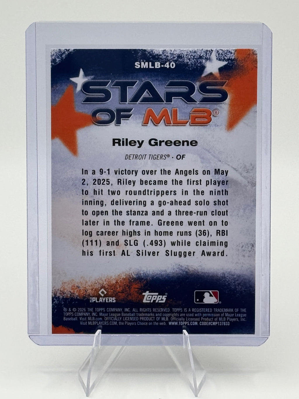 2026 Topps Riley Greene #SMLB-40 Stars of MLB Detroit Tigers Near Mint or Better