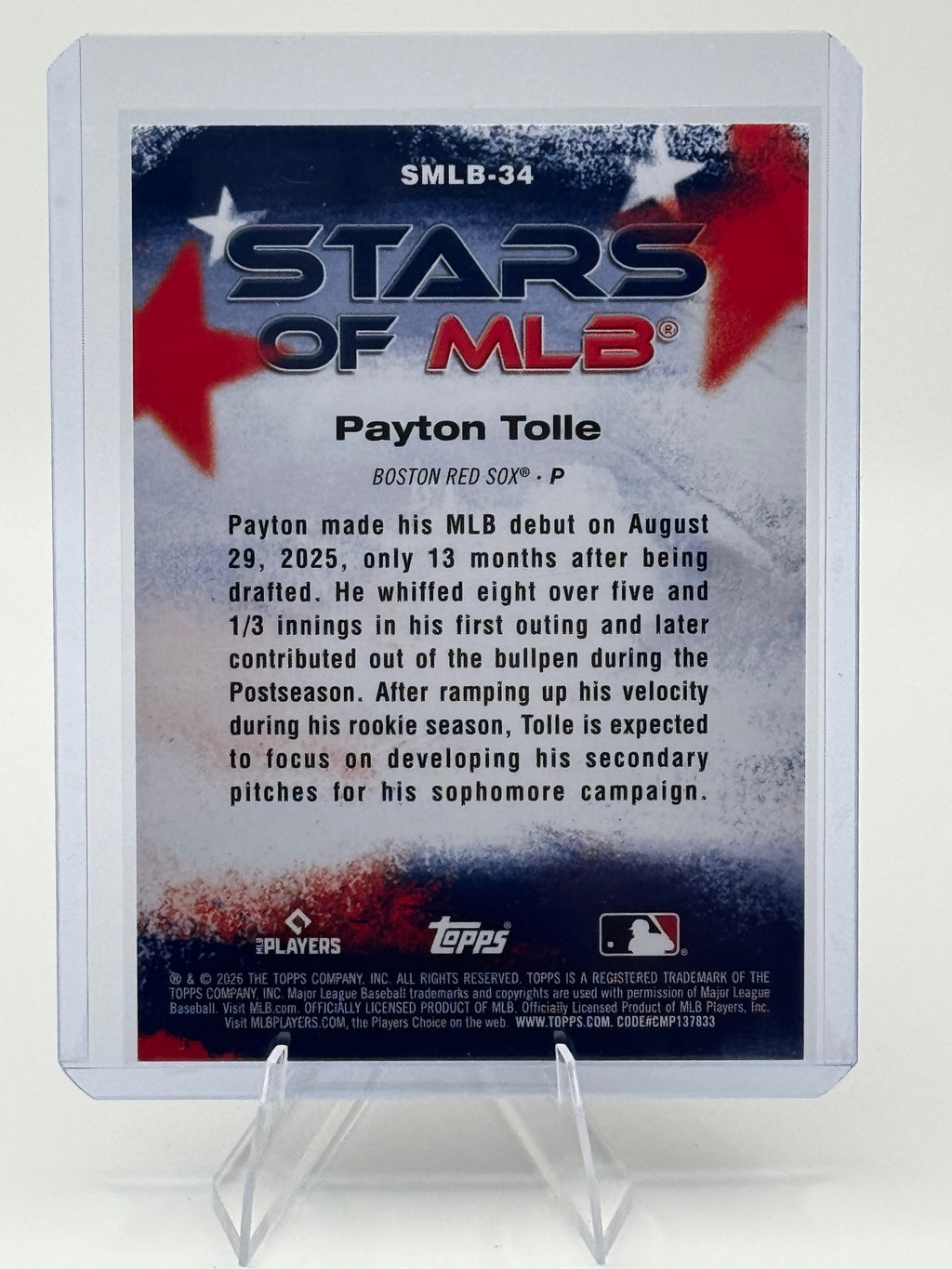 2026 Topps Payton Tolle #SMLB-34 Stars of MLB Boston Red Sox Near Mint or Better