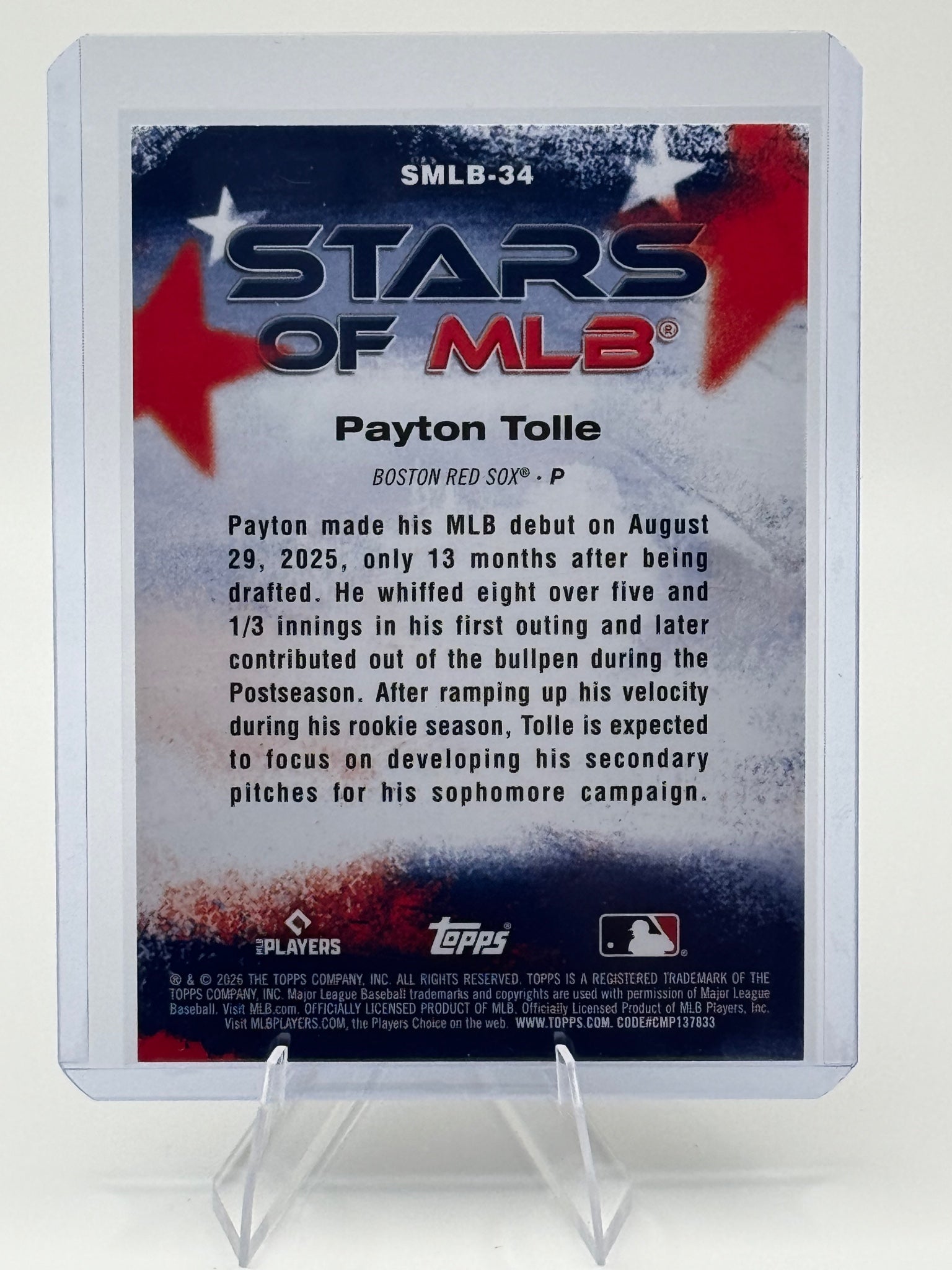 2026 Topps Payton Tolle #SMLB-34 Stars of MLB Boston Red Sox Near Mint or Better