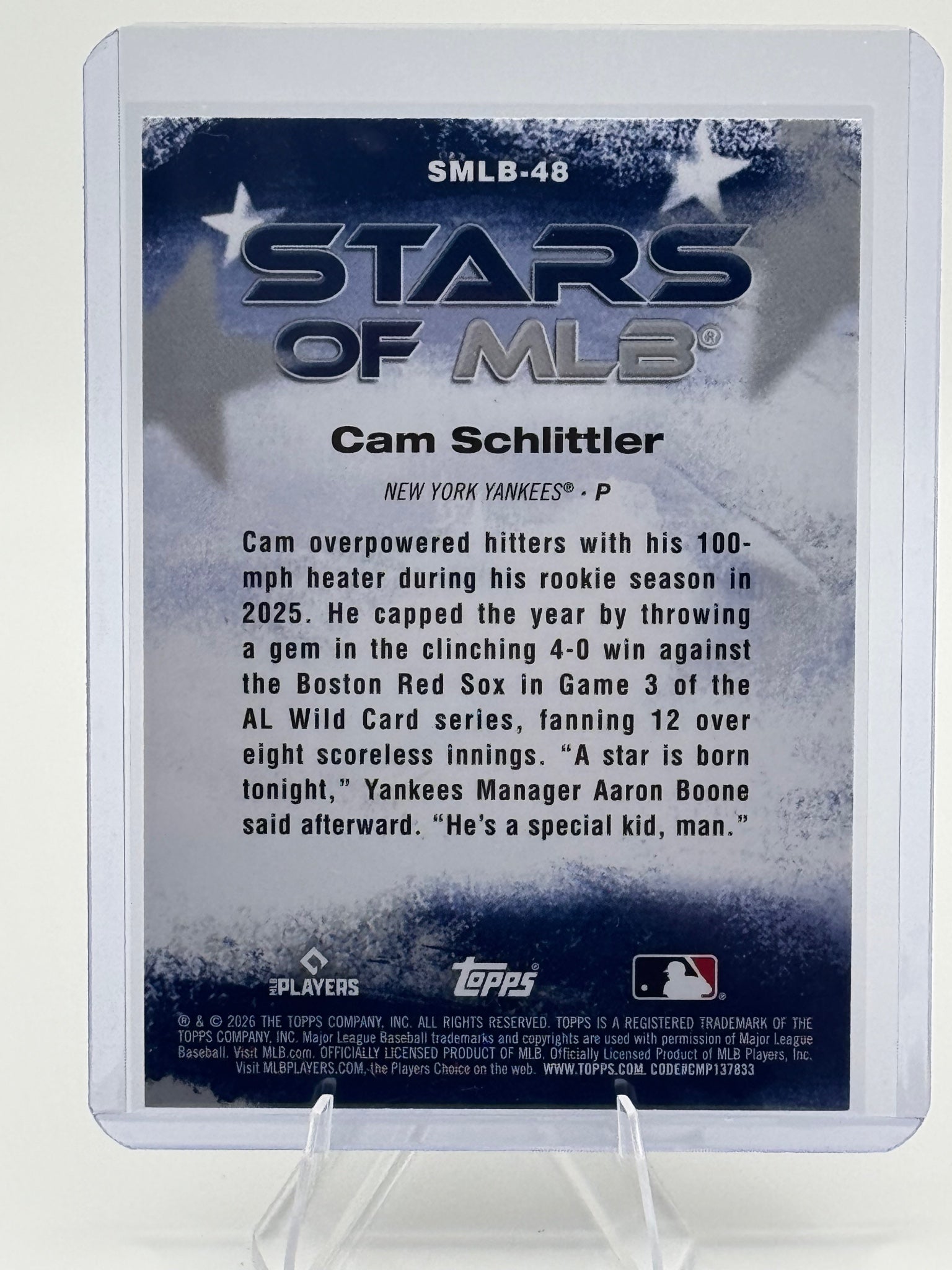 2026 Topps Cam Schlittler #SMLB-48 Stars of MLB New York Yankees Near Mint