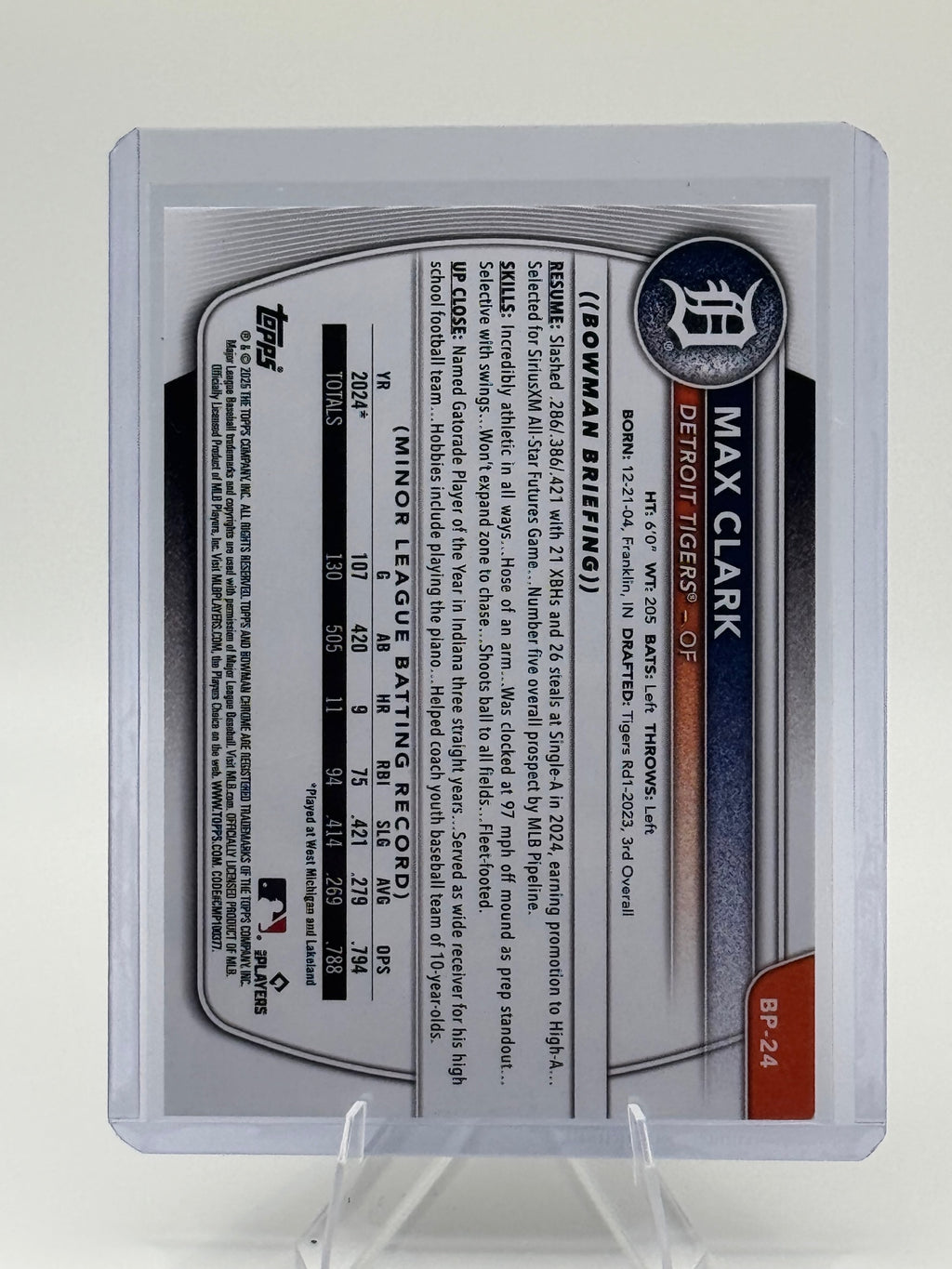 2025 Bowman Max Clark #BP-24 Prospects Detroit Tigers Near Mint or Better