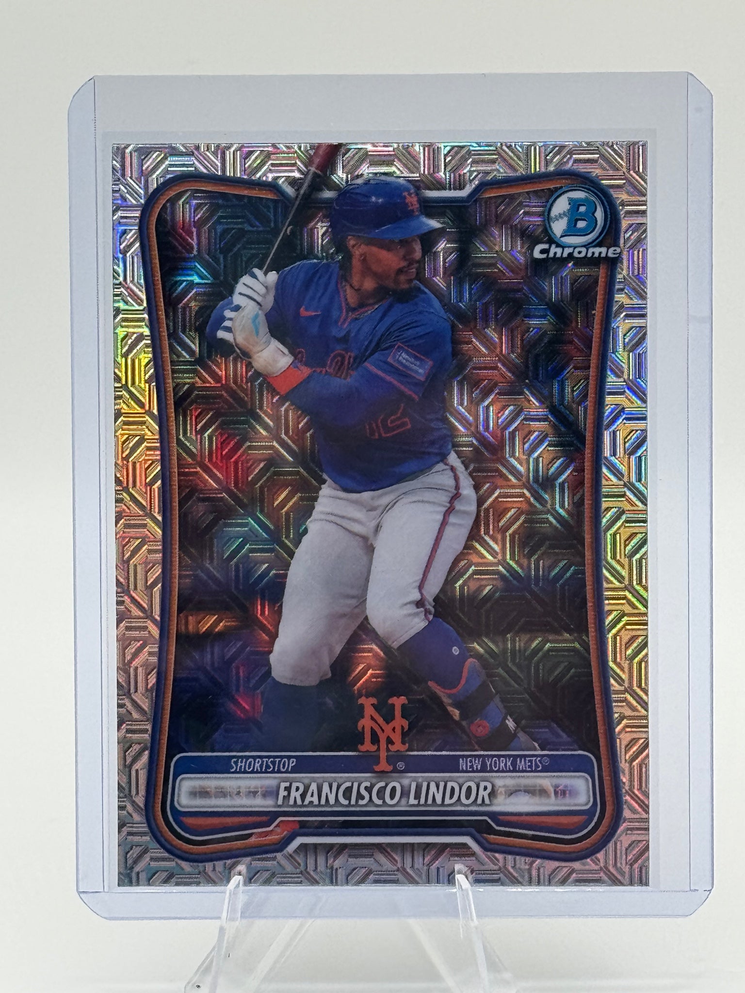 2026 Bowman Francisco Lindor #17 Chrome Mojo Refractors New York Mets Near Mint