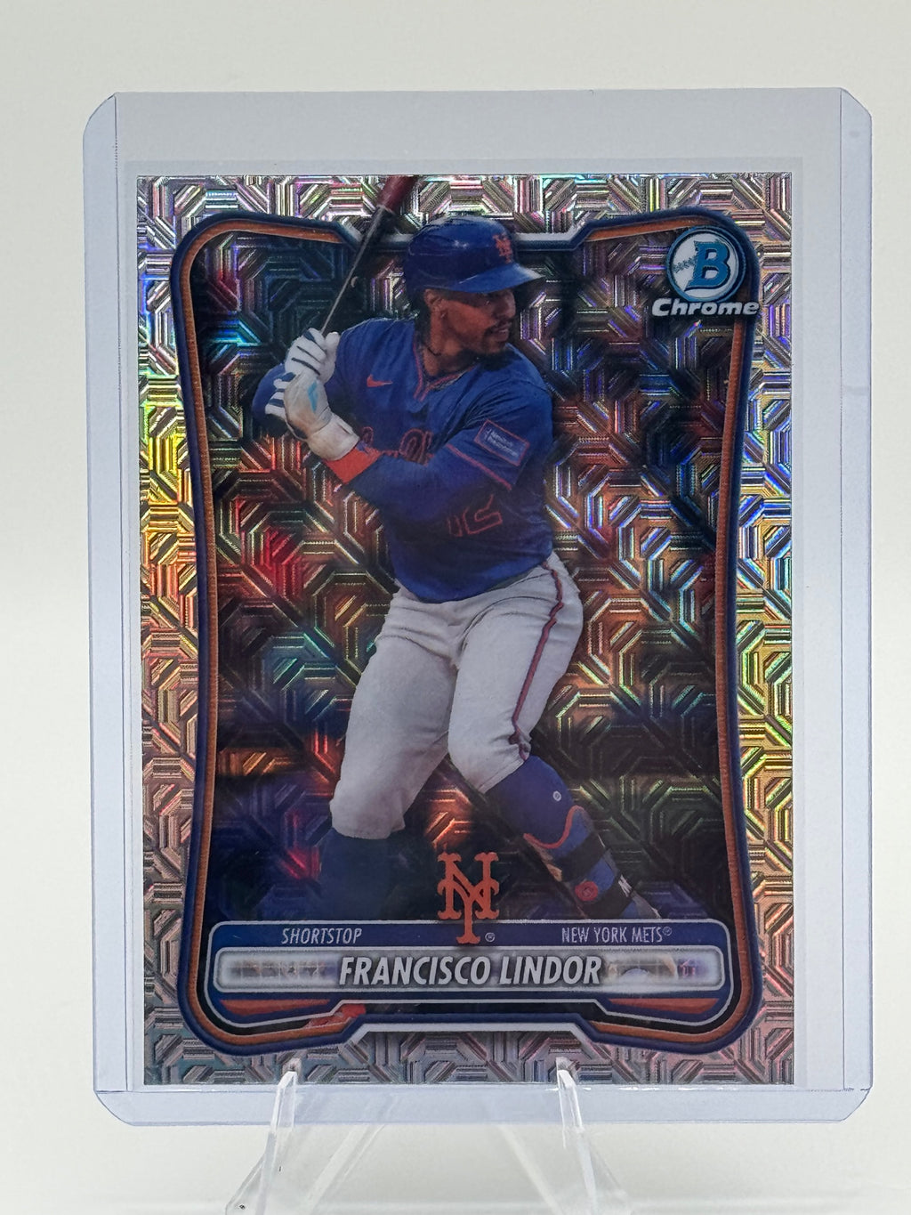 2026 Bowman Francisco Lindor #17 Chrome Mojo Refractors New York Mets Near Mint