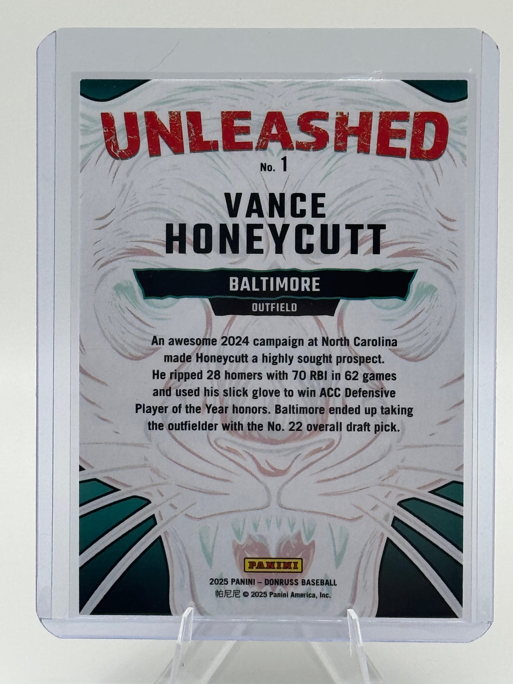 2025 Donruss Vance Honeycutt #1 Unleashed Baltimore Orioles Near Mint or Better