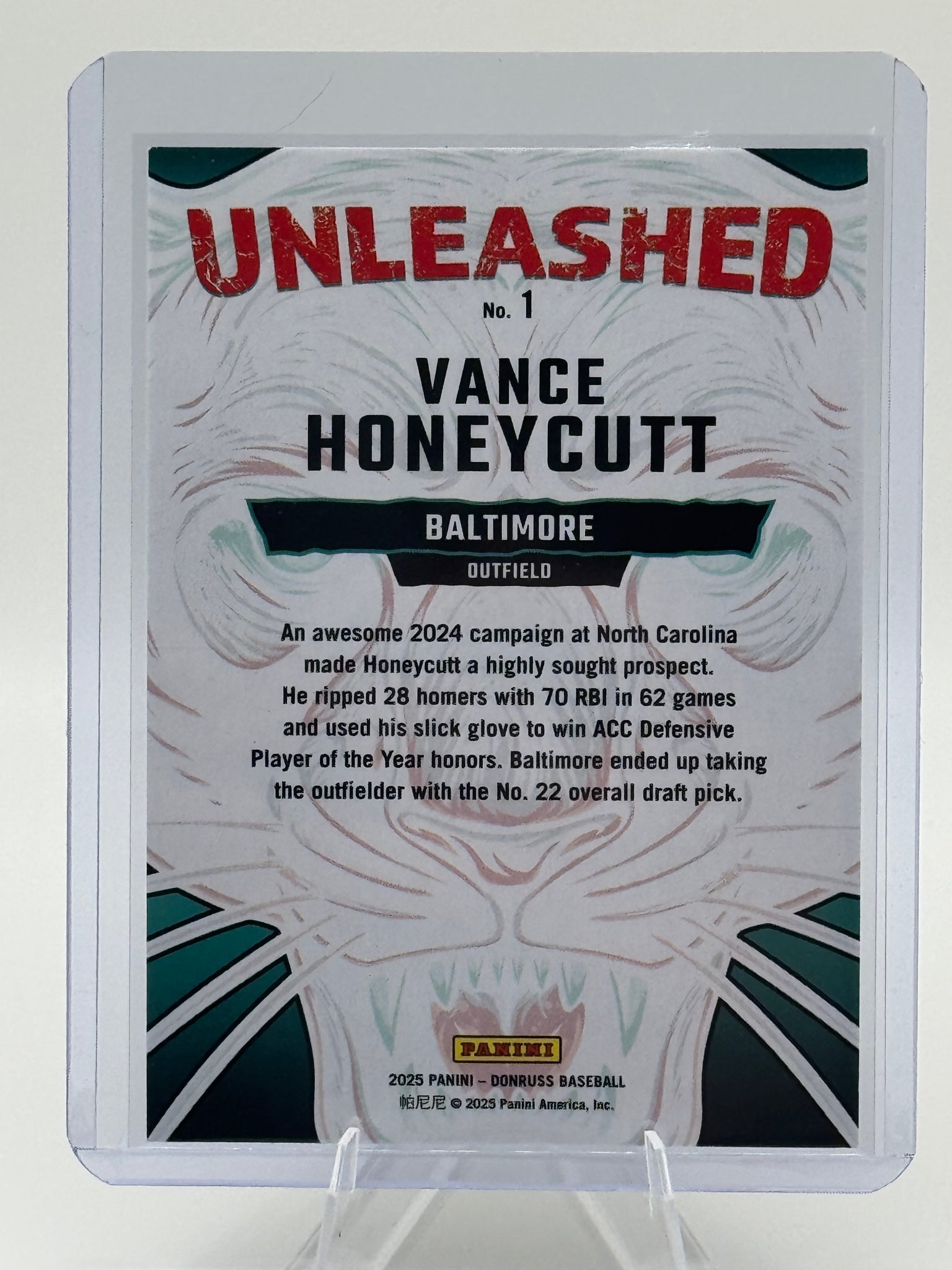 2025 Donruss Vance Honeycutt #1 Unleashed Baltimore Orioles Near Mint or Better