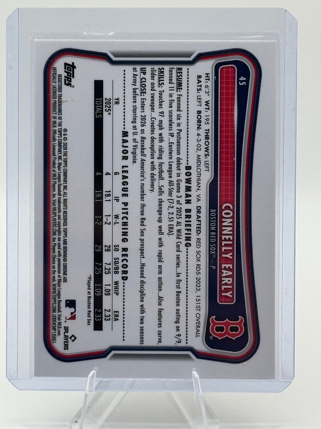 2026 Bowman Connelly Early #45 Chrome Mojo Refractors Boston Red Sox Near Mint