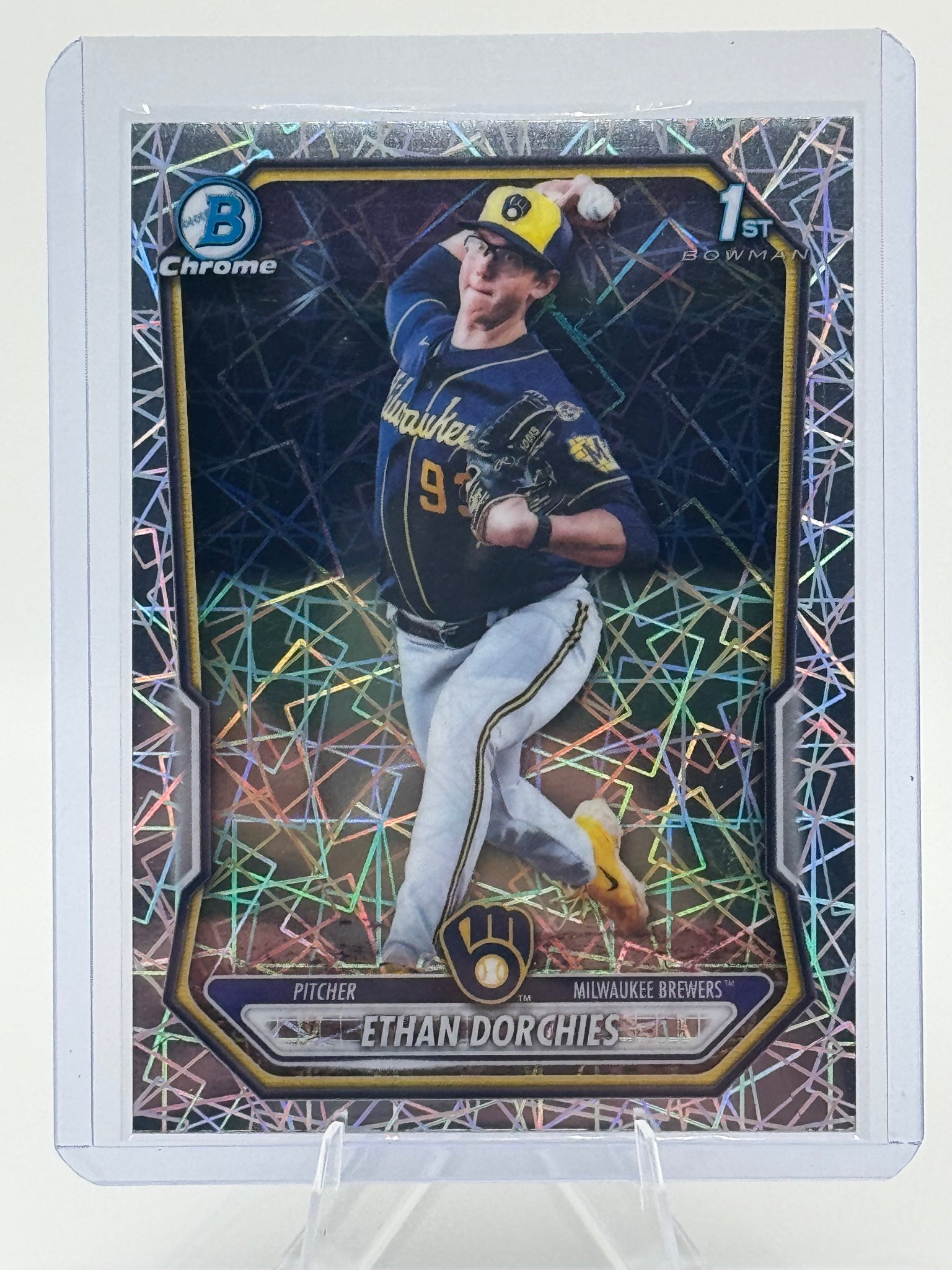 2026 Bowman Ethan Dorchies #BCP-52 Chrome Prospects Lazer Refractor Brewers NM