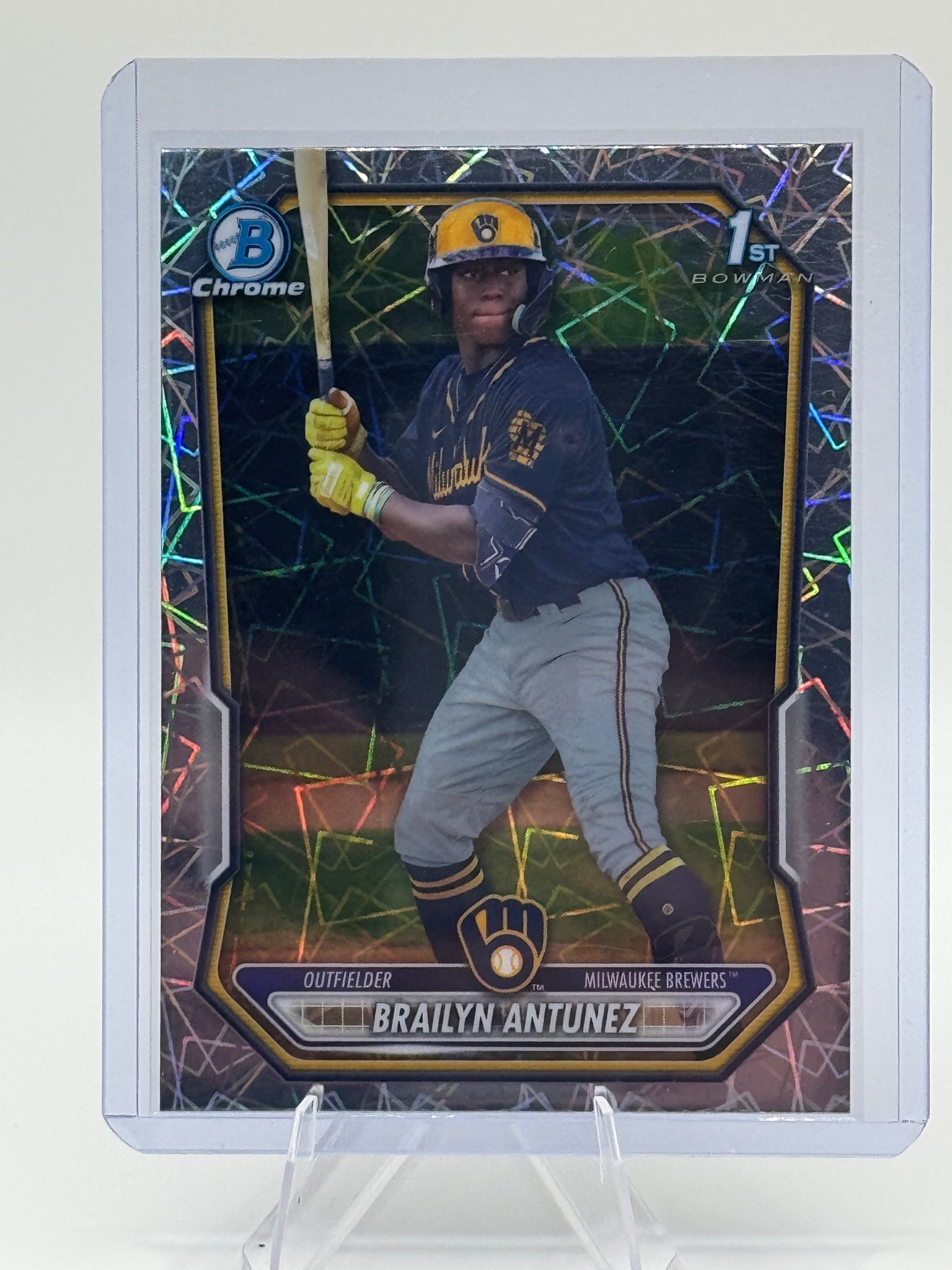 2026 Bowman Brailyn Antunez #BCP-41 Chrome Prospects Lazer Refractor Brewers NM