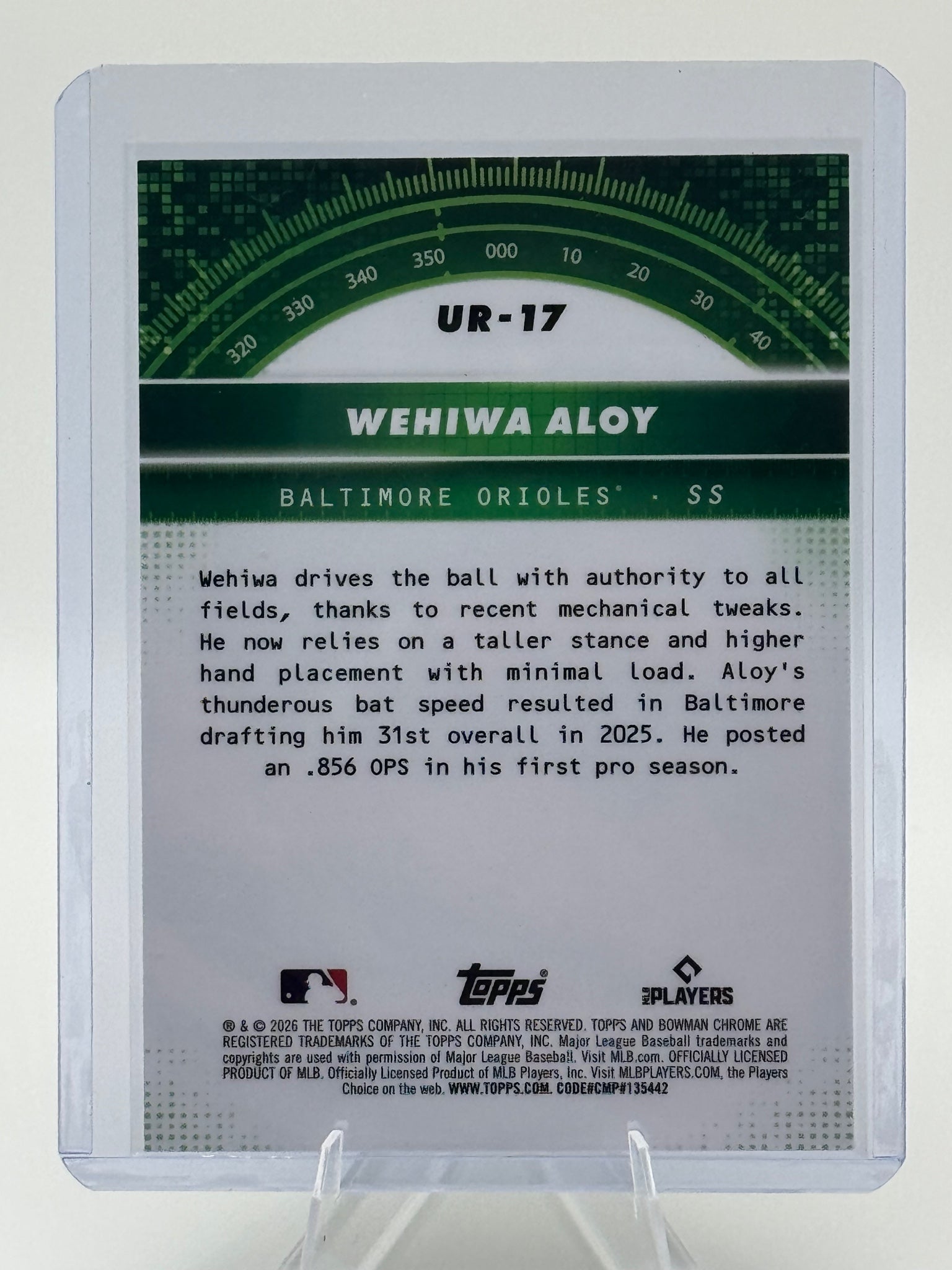 2026 Bowman Wehiwa Aloy #UR-17 Under the Radar Baltimore Orioles Near Mint
