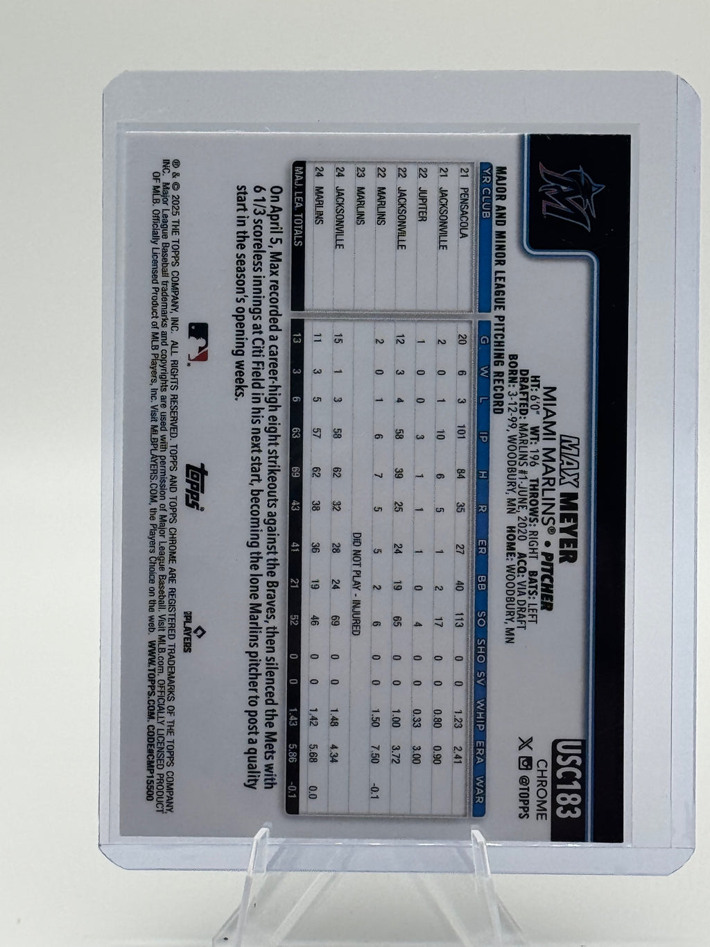 2025 Topps Chrome Update Max Meyer #USC183 Miami Marlins Near Mint or Better