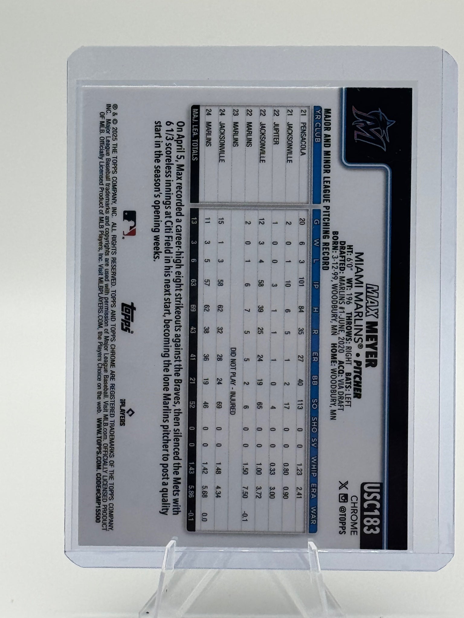 2025 Topps Chrome Update Max Meyer #USC183 Miami Marlins Near Mint or Better