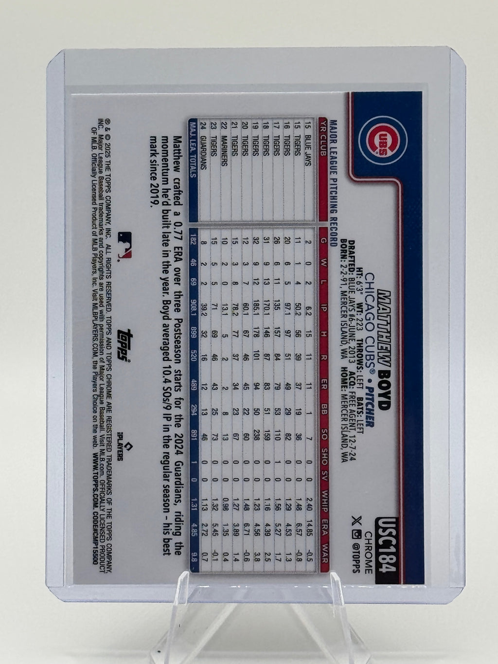 2025 Topps Chrome Update Matthew Boyd #USC184 Chicago Cubs Near Mint or Better