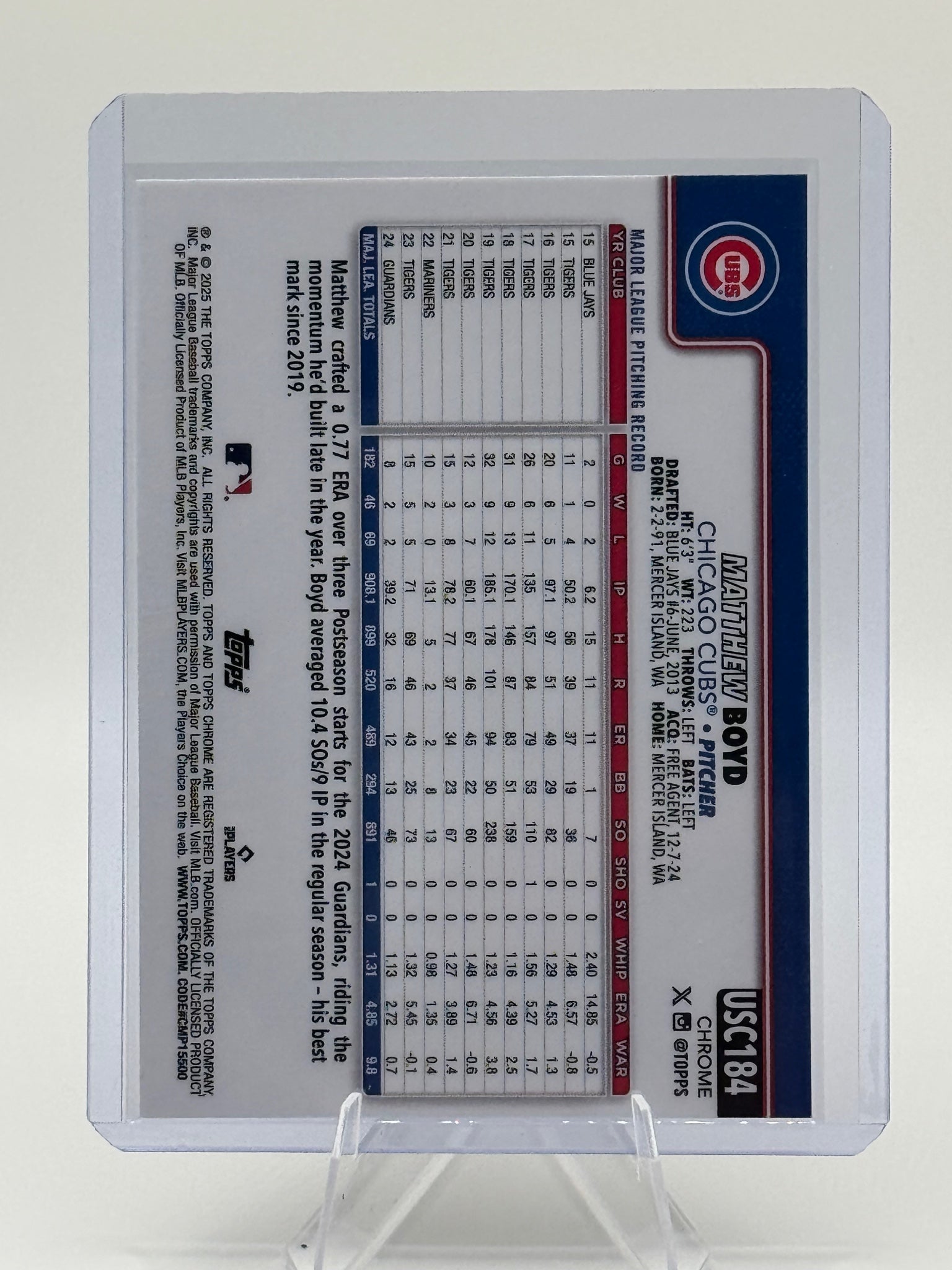 2025 Topps Chrome Update Matthew Boyd #USC184 Chicago Cubs Near Mint or Better