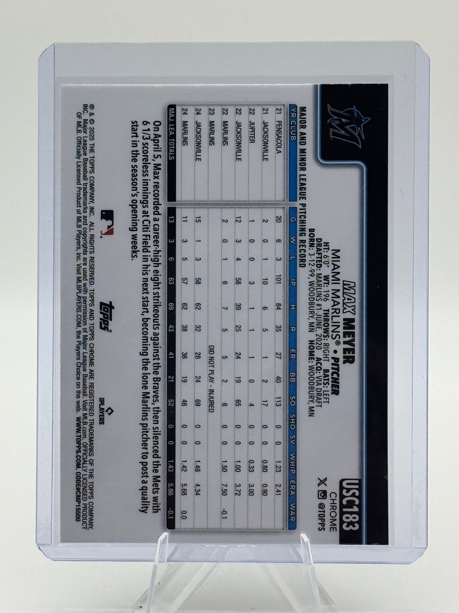 2025 Topps Update Max Meyer #US99 Topps Logo Foil Miami Marlins Near Mint