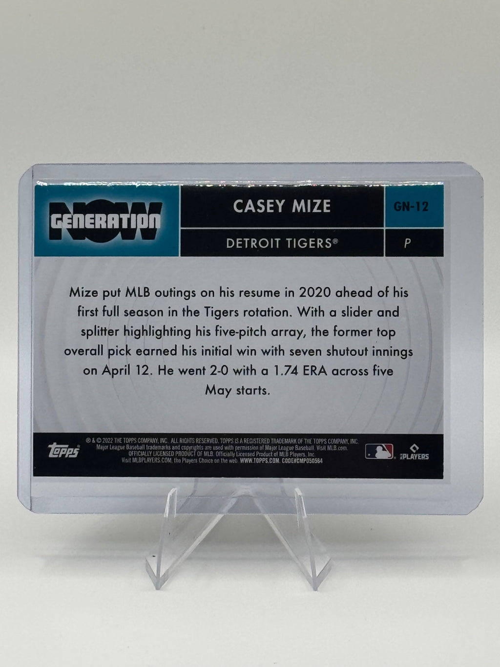2022 Topps Casey Mize #GN-12 Generation Now Detroit Tigers Near Mint or Better