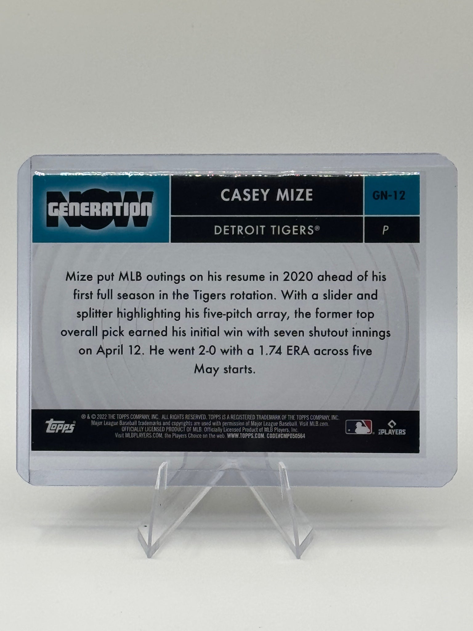 2022 Topps Casey Mize #GN-12 Generation Now Detroit Tigers Near Mint or Better