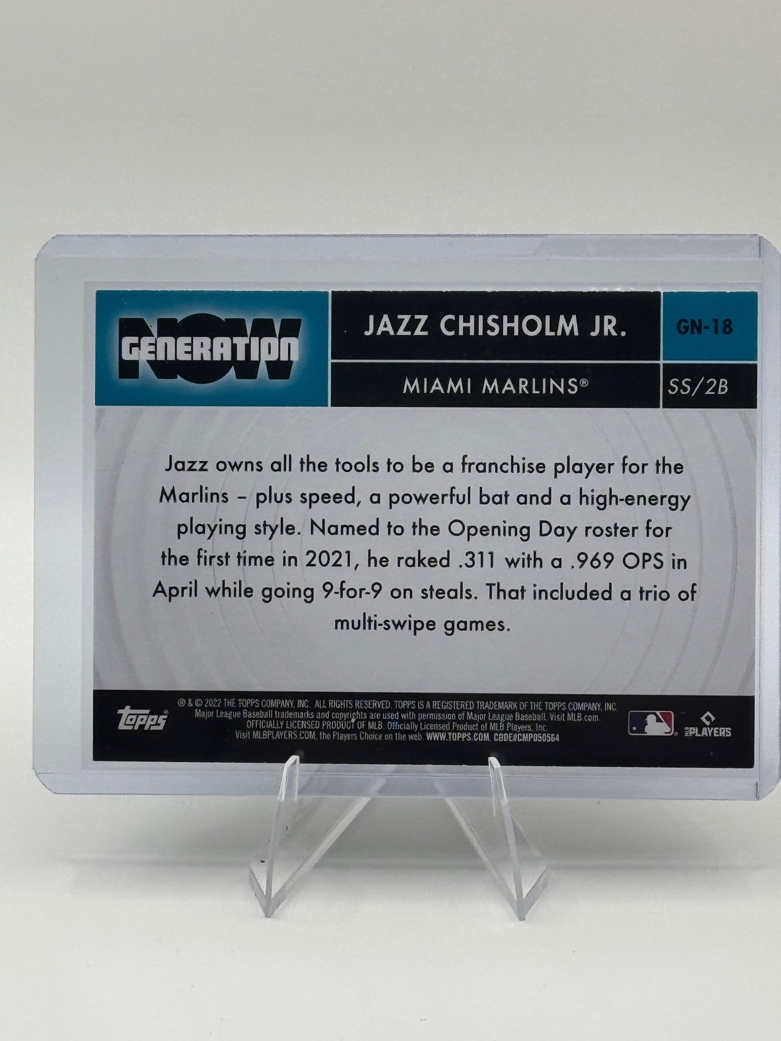 2022 Topps Jazz Chisholm Jr. #GN-18 Generation Now Miami Marlins Near Mint