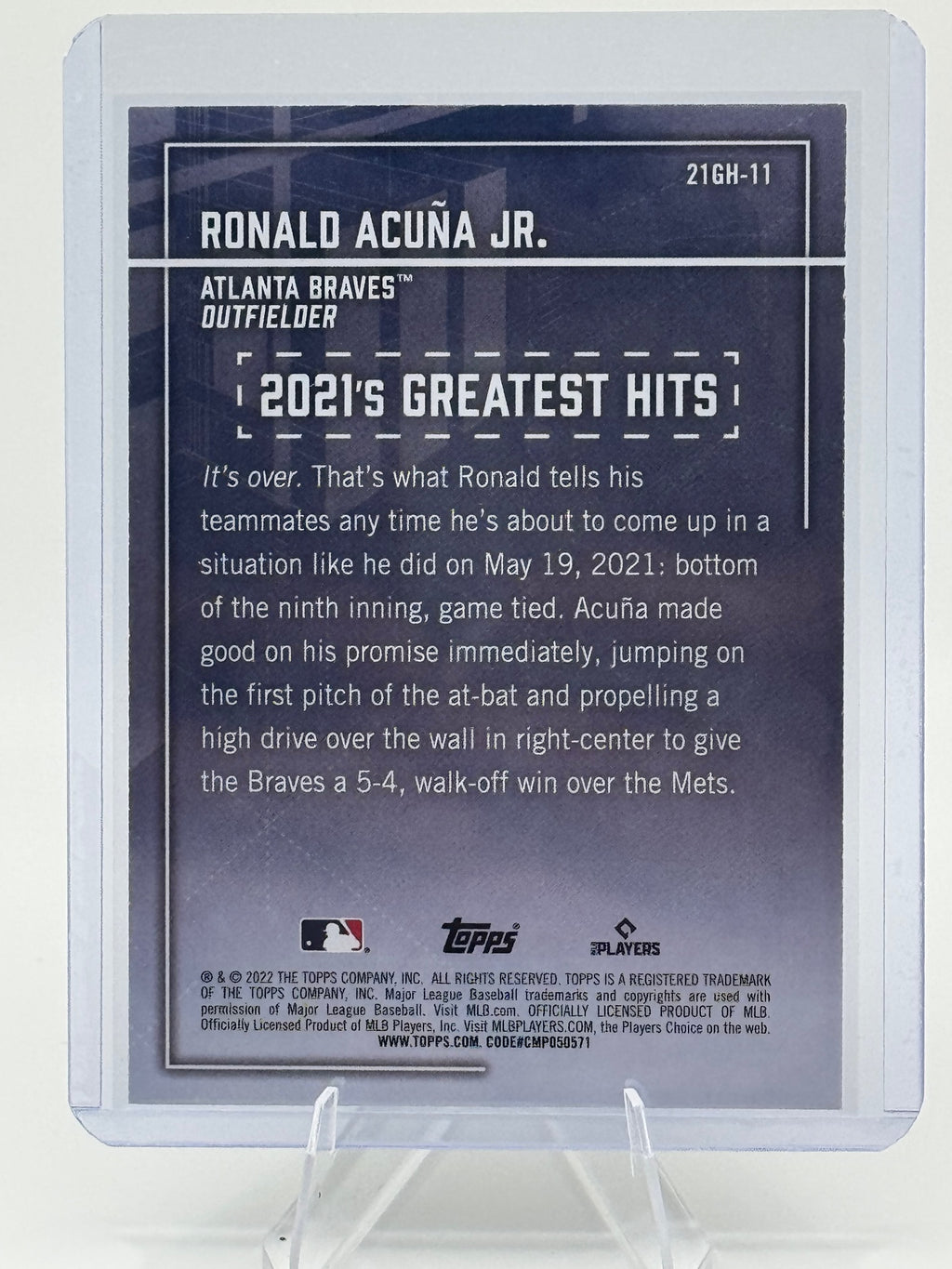 2022 Topps Ronald Acuña Jr. #21GH-11 2021's Greatest Hits Atlanta Braves NM