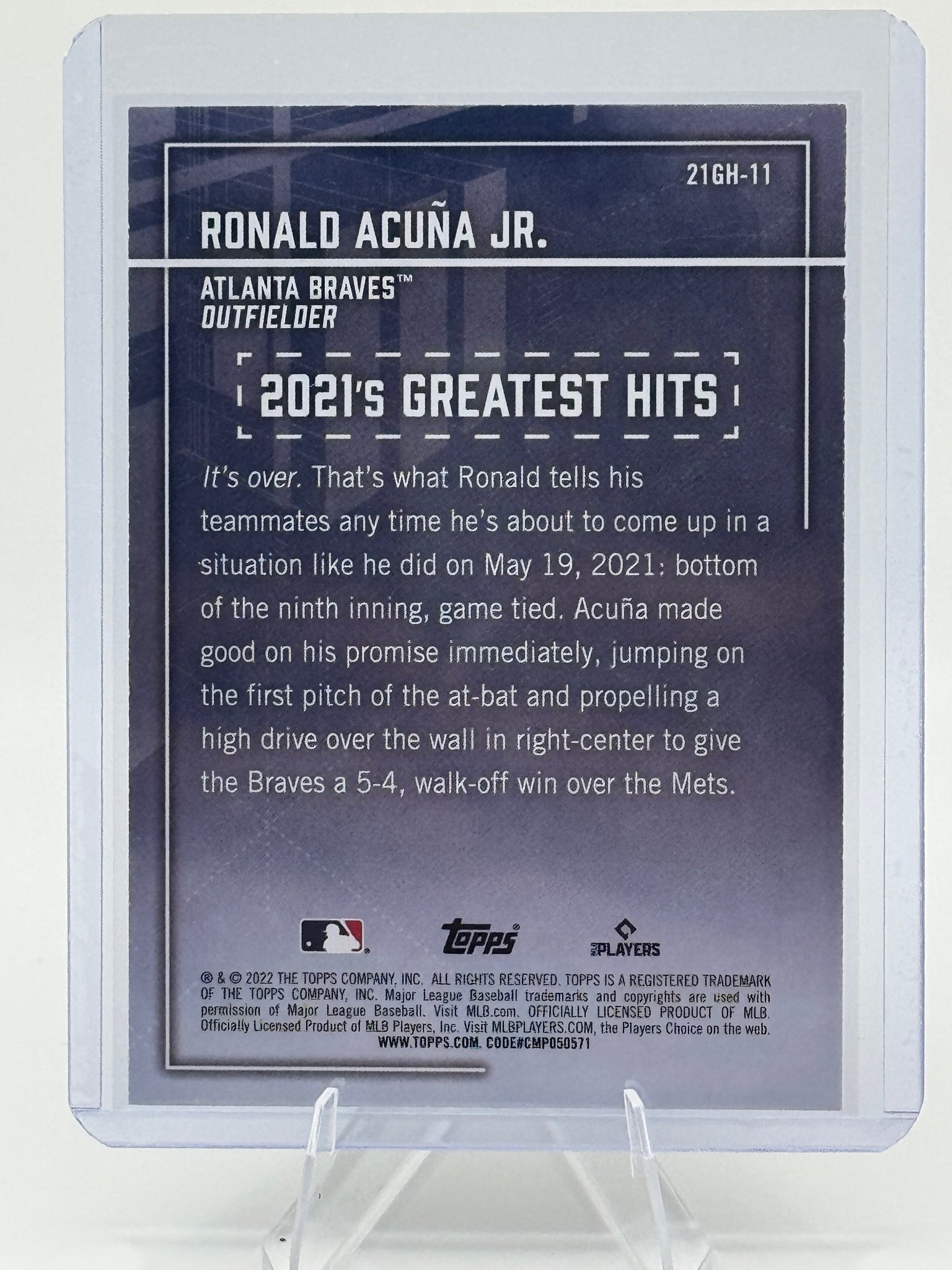 2022 Topps Ronald Acuña Jr. #21GH-11 2021's Greatest Hits Atlanta Braves NM