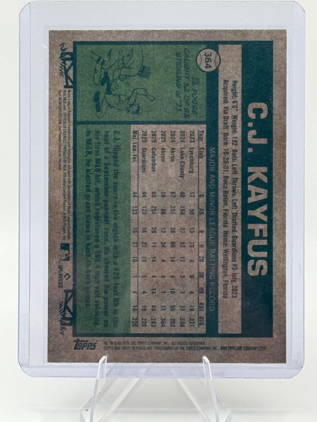 2026 Topps Heritage C.J. Kayfus #364 Chrome Refractors Cleveland Guardians NM