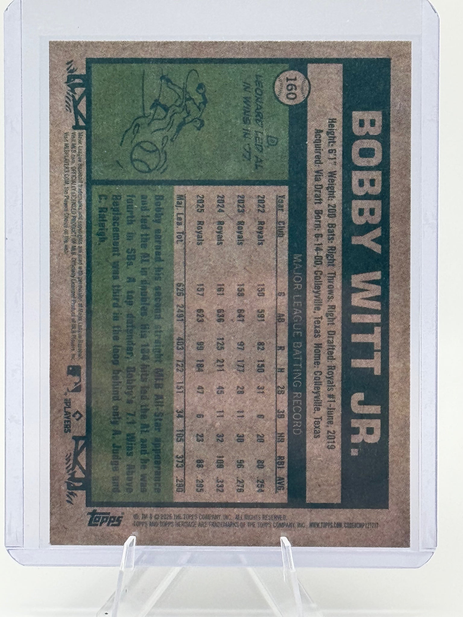 2026 Topps Heritage Bobby Witt Jr. #160 Kansas City Royals Near Mint or Better