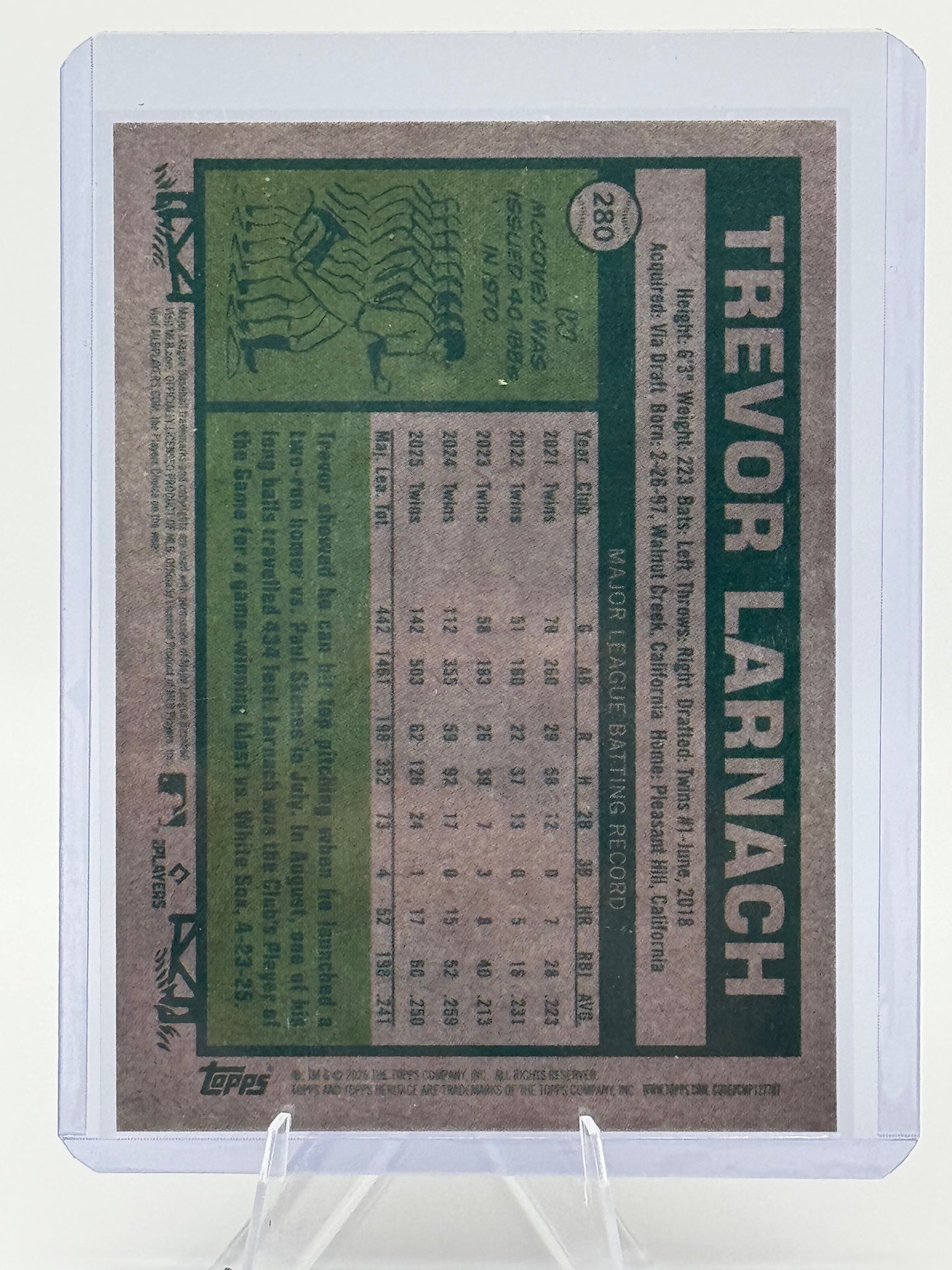 2026 Topps Heritage Trevor Larnach #280 Red Minnesota Twins Near Mint or Better