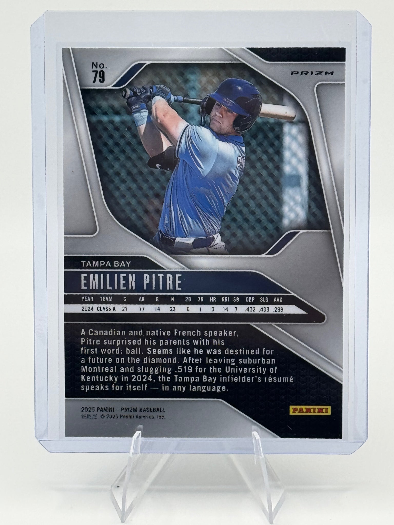 2025 Panini Prizm Emilien Pitre #79 Blue Ice Prizms Tampa Bay Rays Near Mint