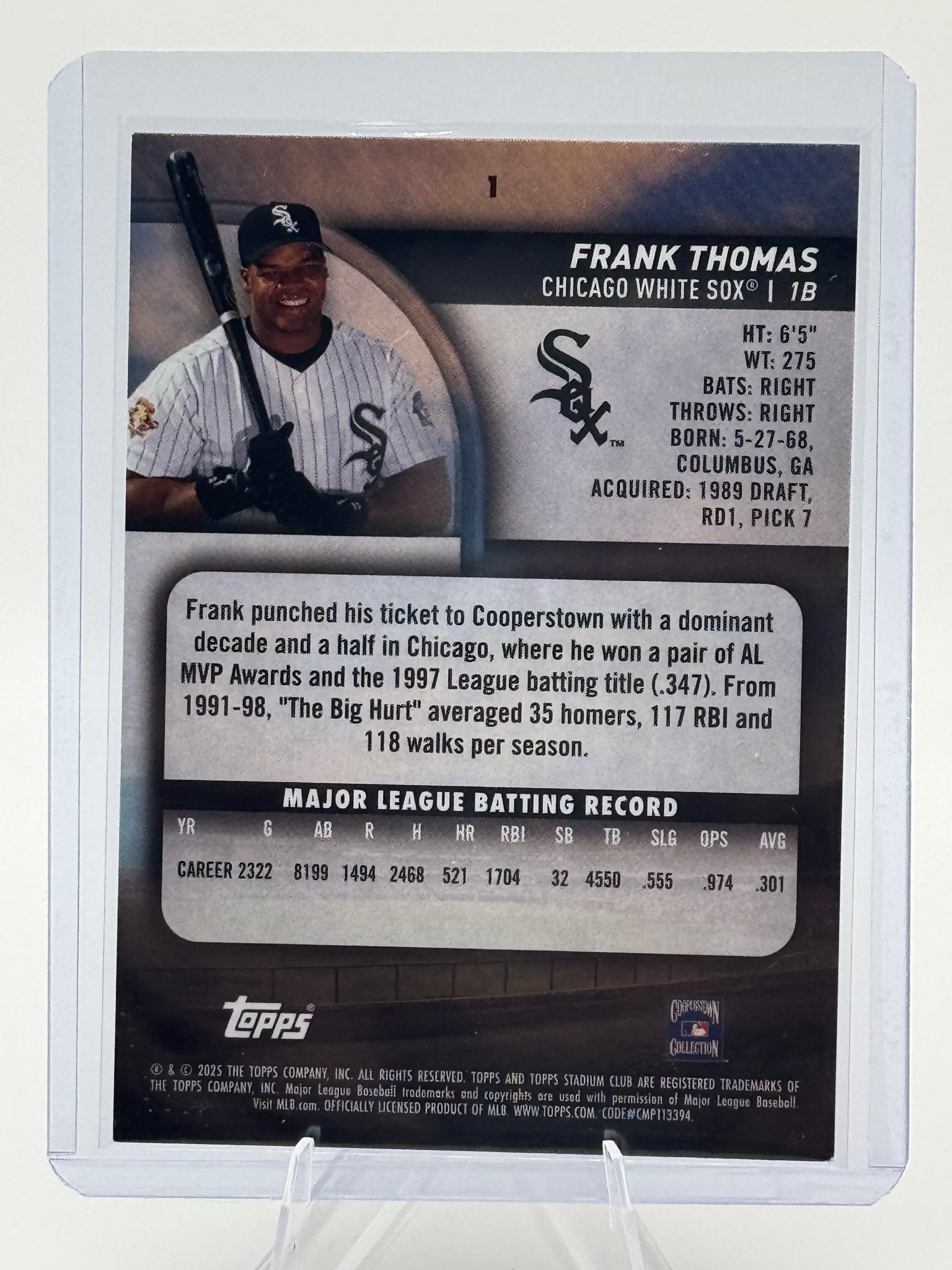 2025 Stadium Club Frank Thomas #1 Chicago White Sox Near Mint or Better