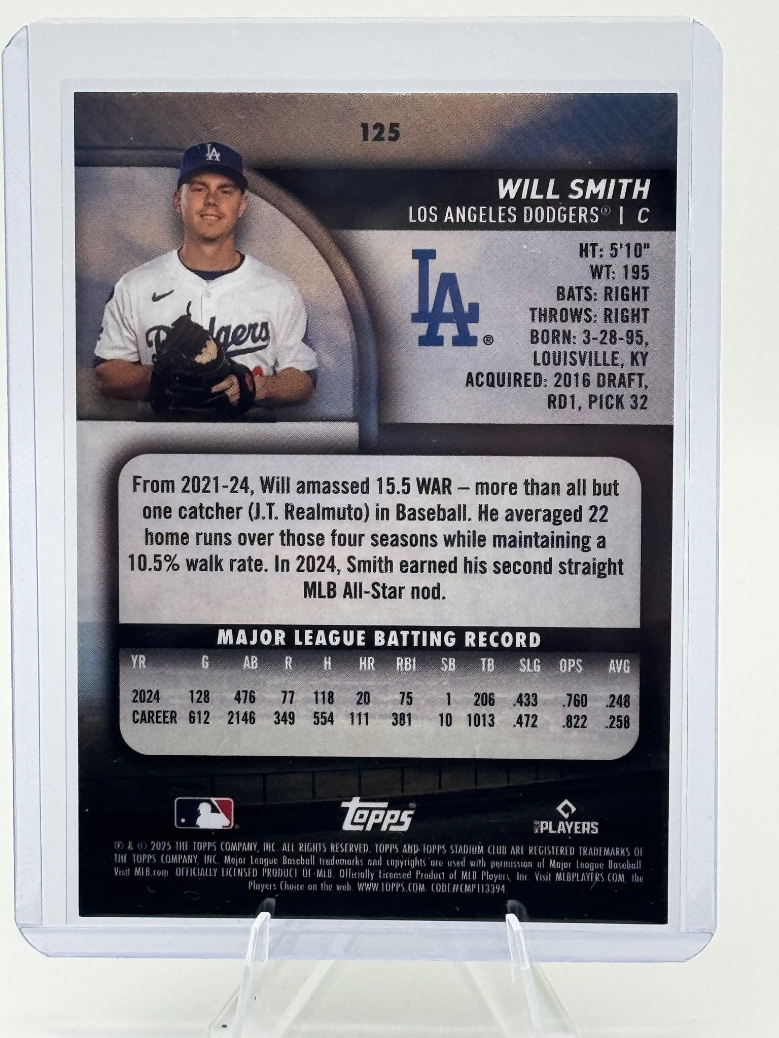 2025 Stadium Club Will Smith #125 Lime Green Los Angeles Dodgers Near Mint
