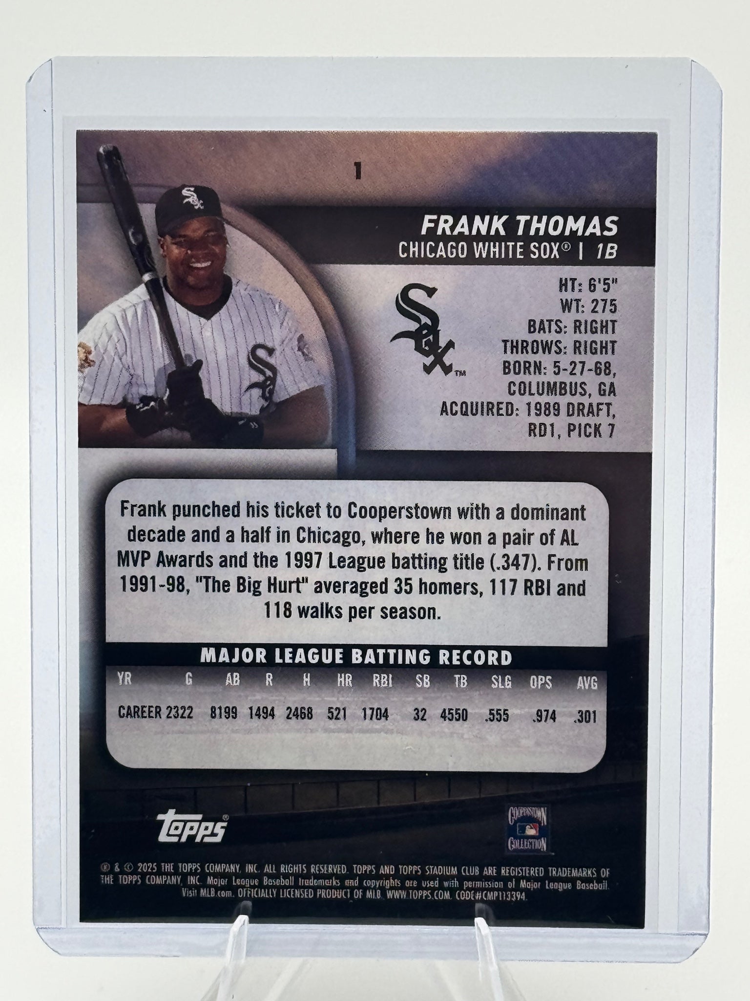 2025 Stadium Club Frank Thomas #1 Chicago White Sox Near Mint or Better