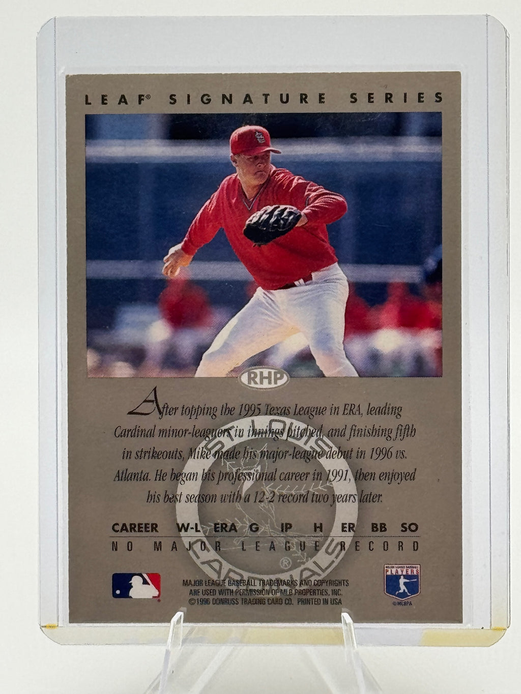 1996 Leaf Signature Series Mike Busby #NNO Autographs BronzeCardinals NM