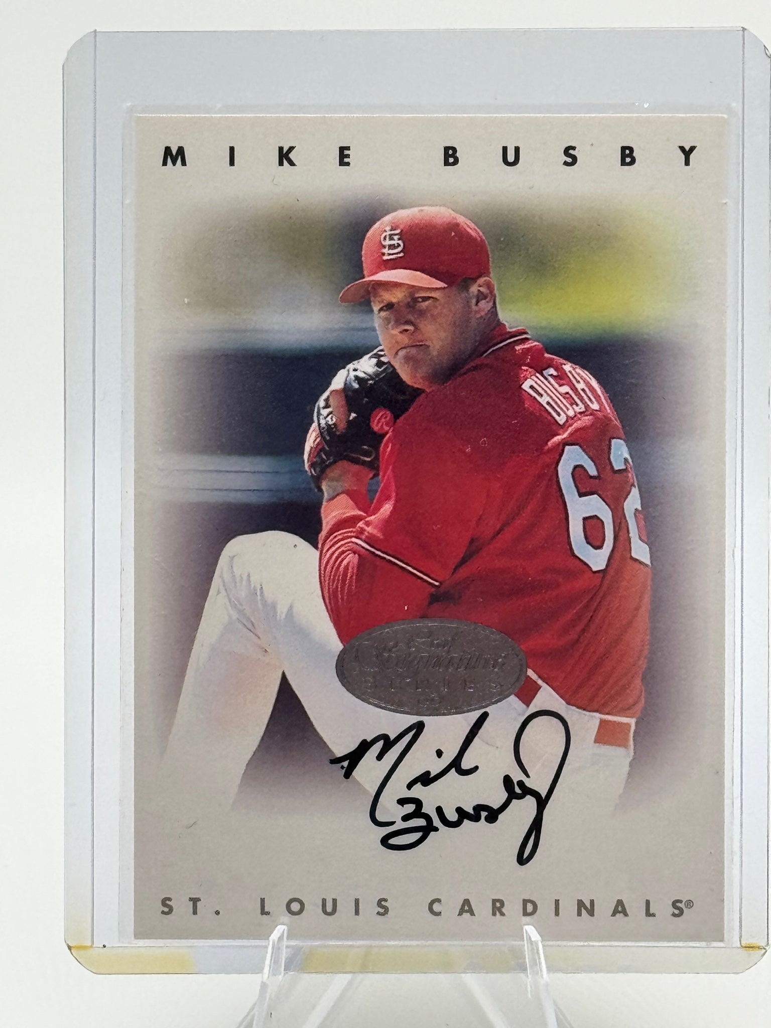 1996 Leaf Signature Series Mike Busby #NNO Autographs BronzeCardinals NM