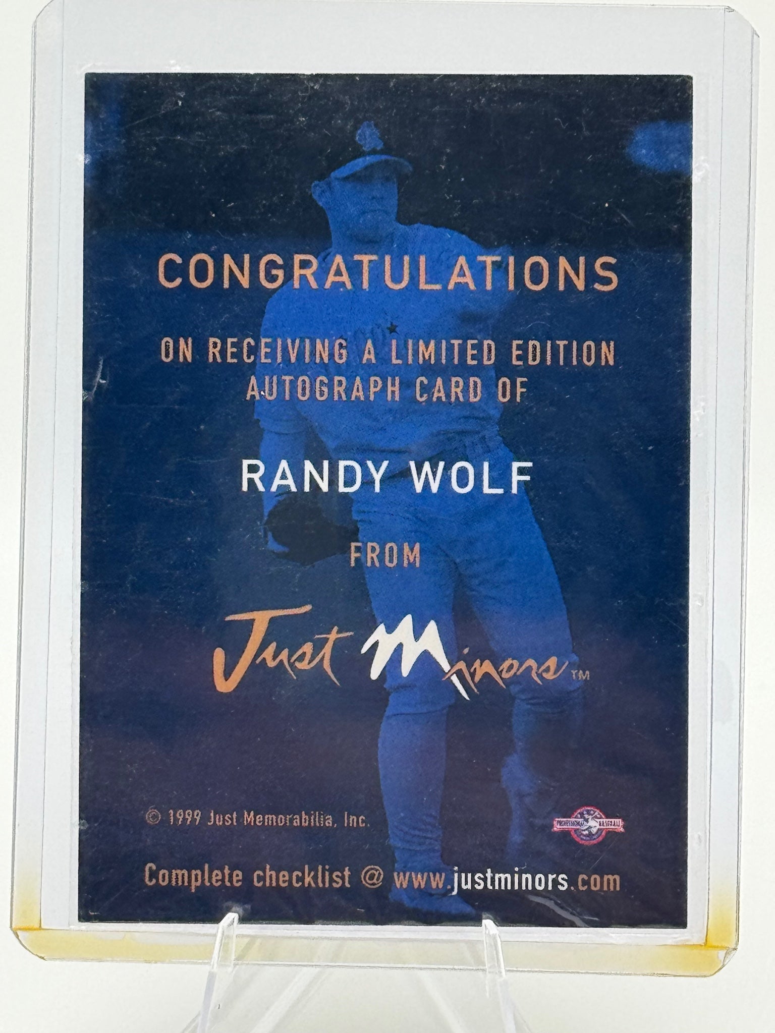 1999 Just Randy Wolf #NNO Autographs Reading Phillies Near Mint or Better