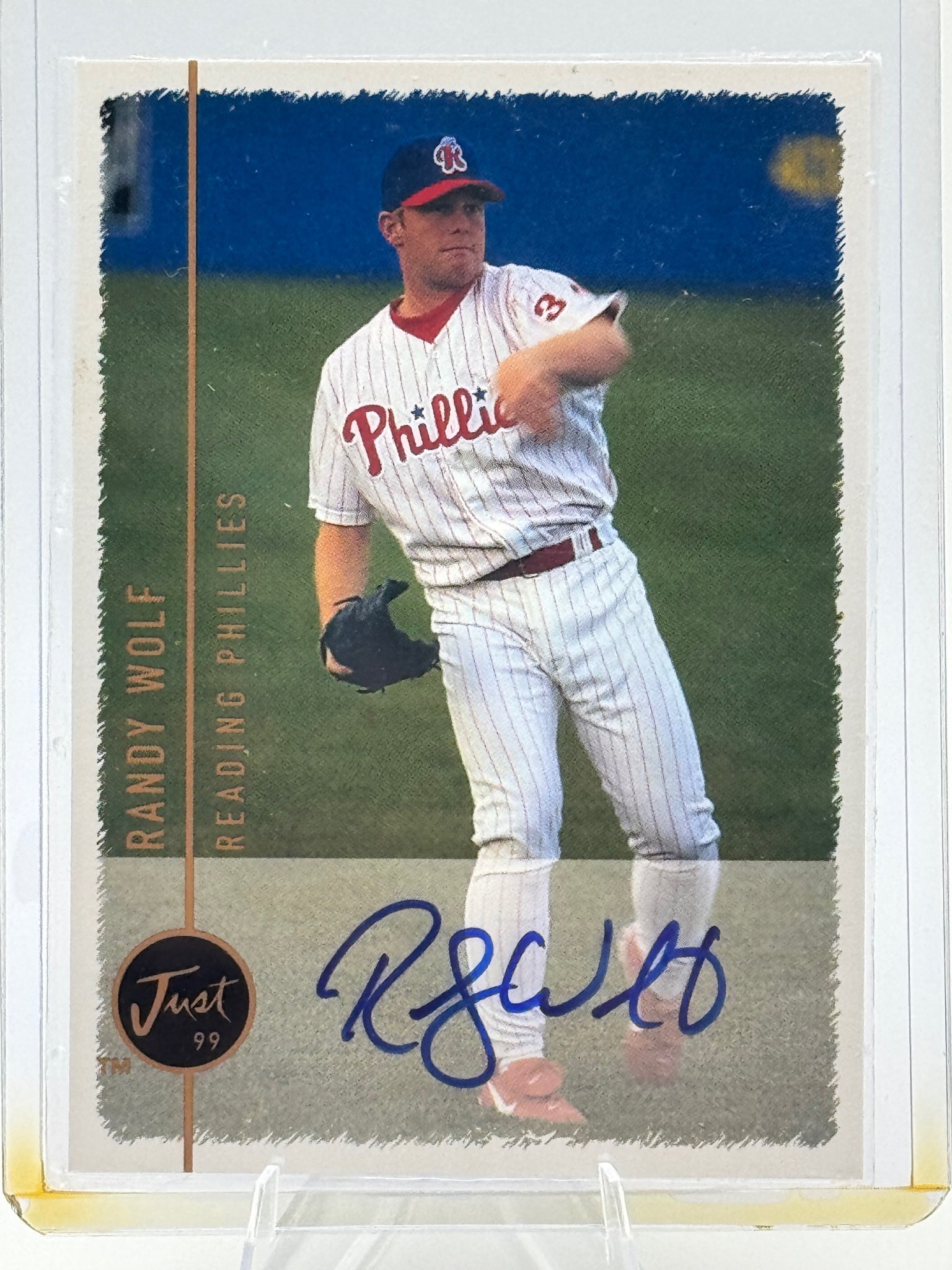 1999 Just Randy Wolf #NNO Autographs Reading Phillies Near Mint or Better
