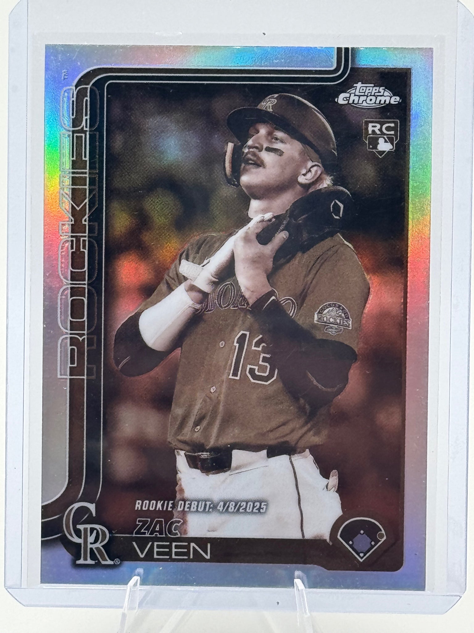 2025 Topps Chrome Update Zac Veen #USC186 Sepia Refractors Colorado Rockies NM