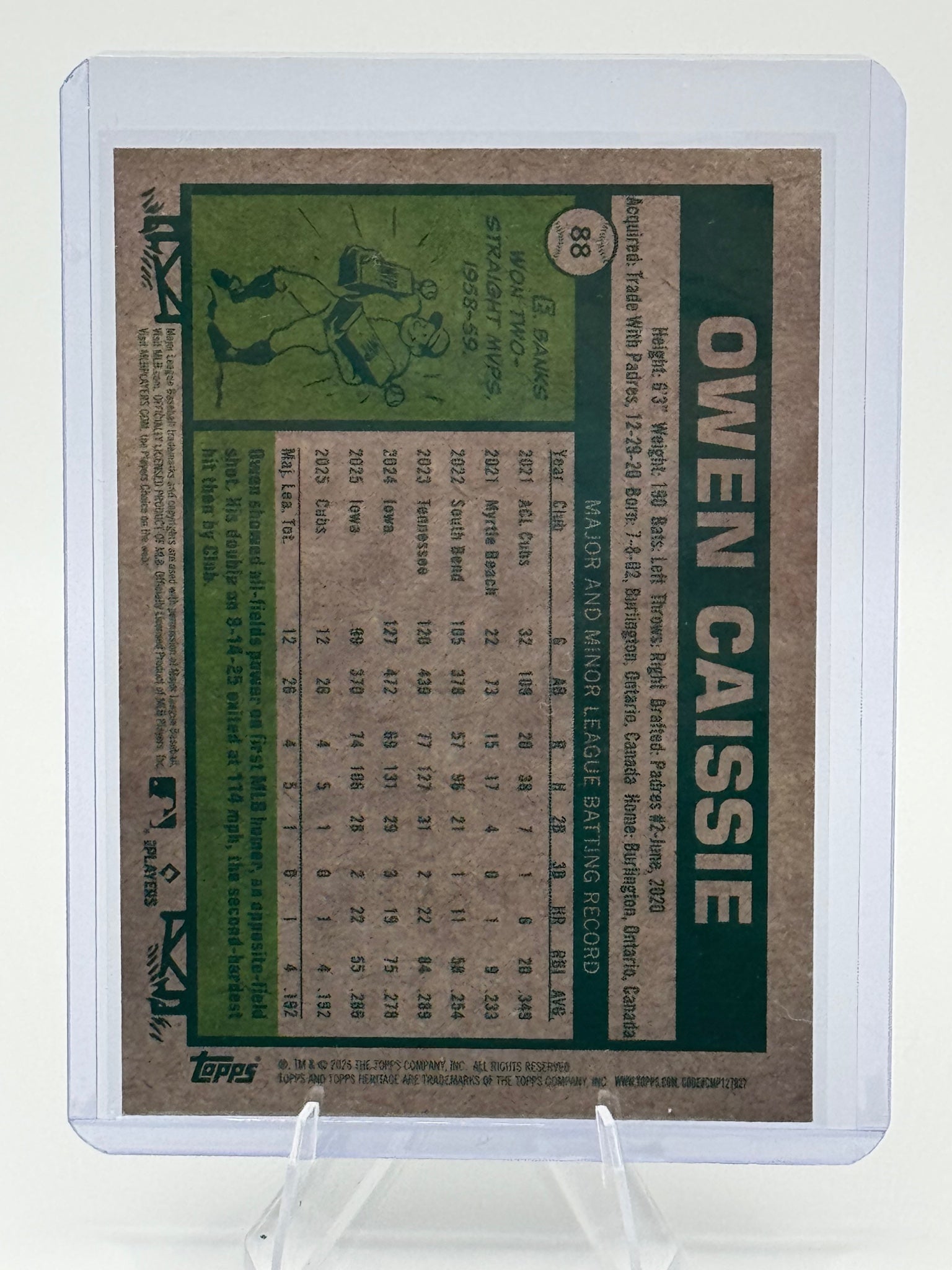 2026 Topps Heritage Owen Caissie #88 Chrome Chicago Cubs Near Mint or Better
